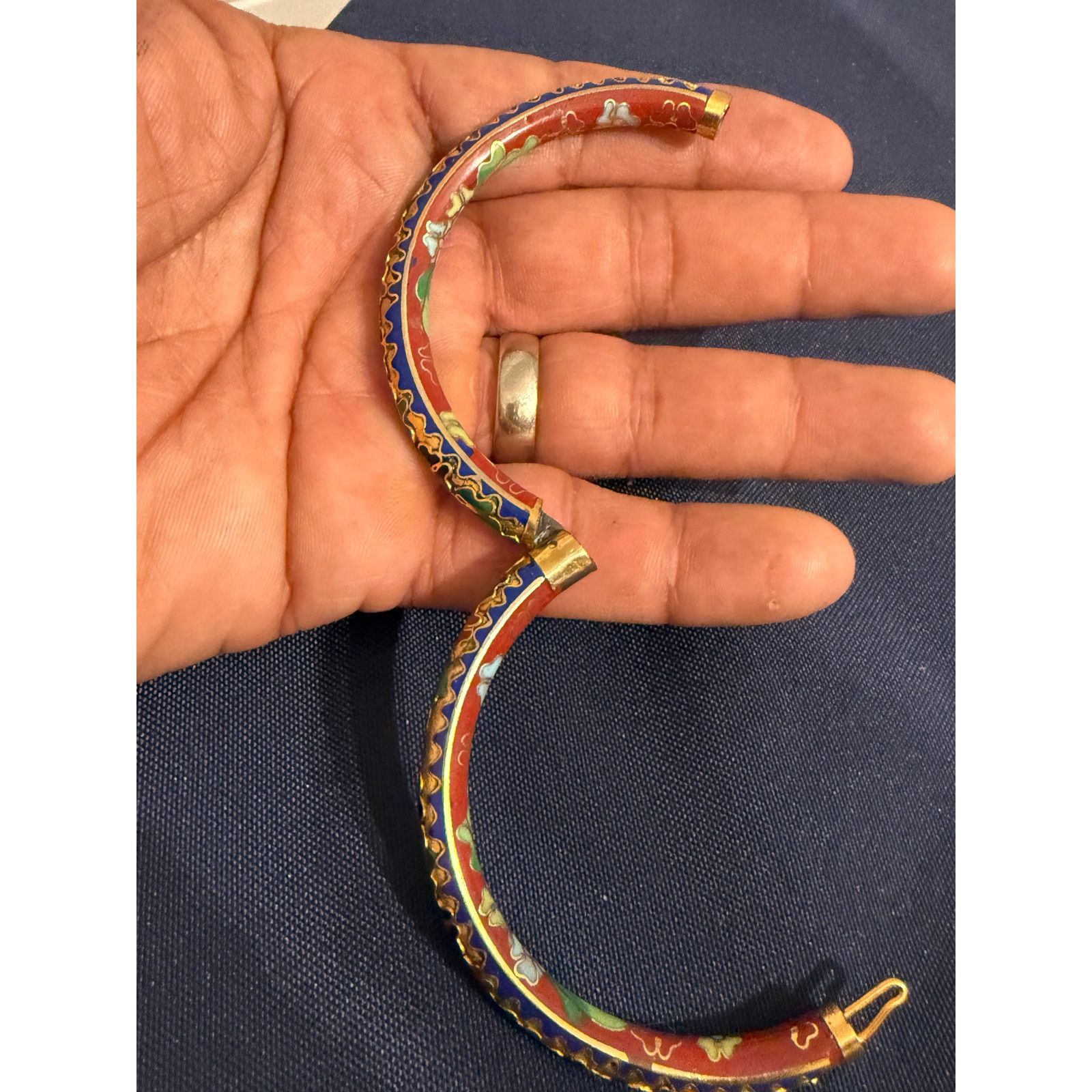 Other Vintage Cloisonné Hinged Bangle Bracelet Size ONE SIZE - 12 Thumbnail