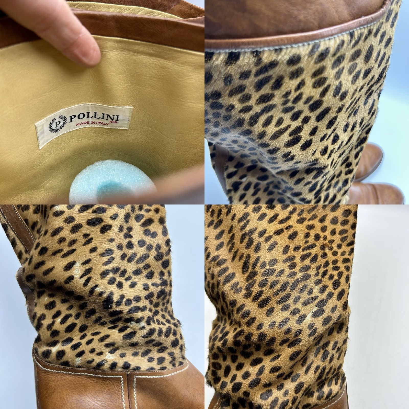 Vintage Studio Pollini Boots Womens 9 AA Brown Leather Knee High Animal Print Riding Boot Block Heel Leather Outsole Italy Vintage No Size US 9 / IT 39 - 9 Thumbnail