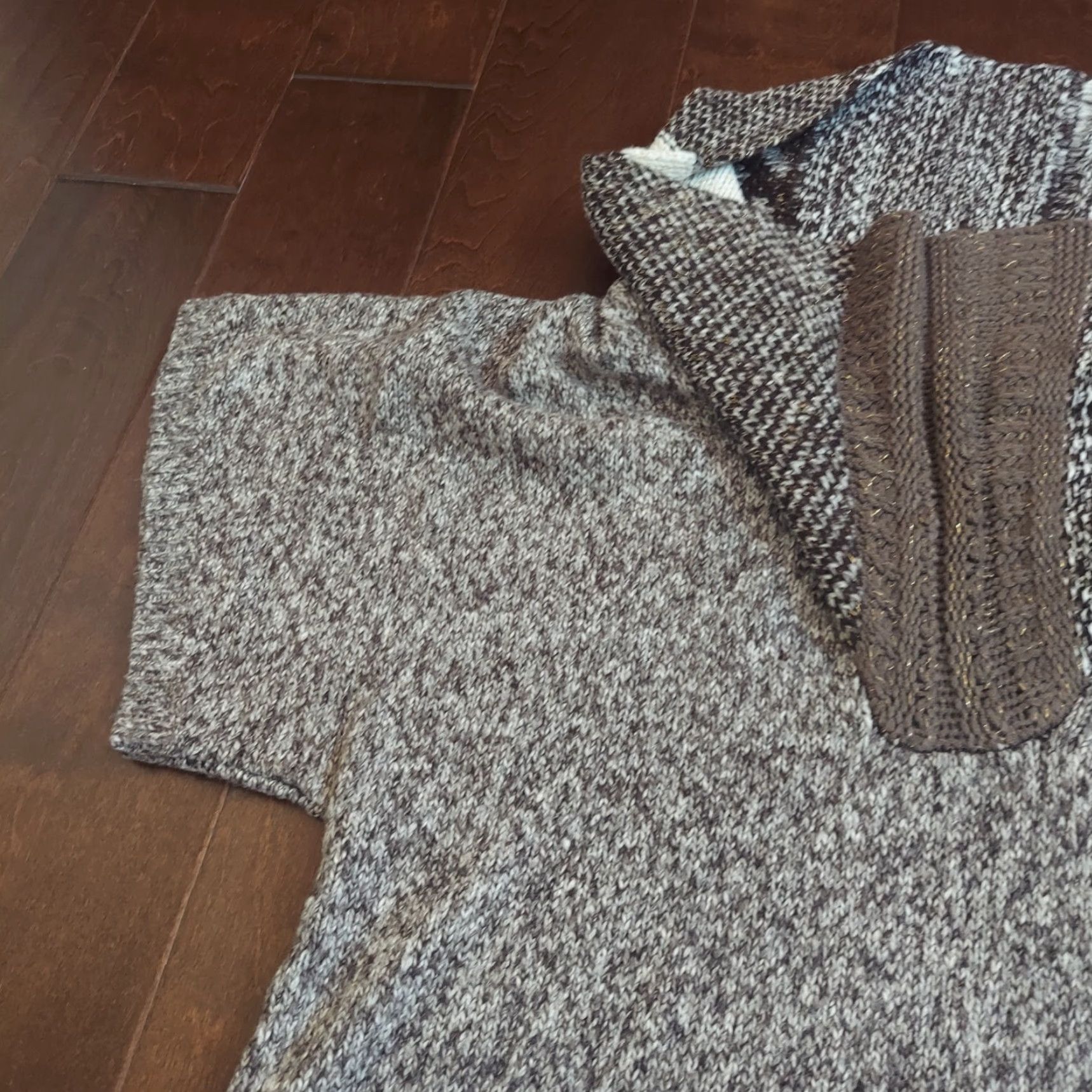 Vintage Style&co. Women's Gray Knitted Zip Turtle Neck Sweater - Size L - Solid Knit Cotton Acrylic Tunic Long Sleeve Womens Size L / US 10 / IT 46 - 5 Thumbnail
