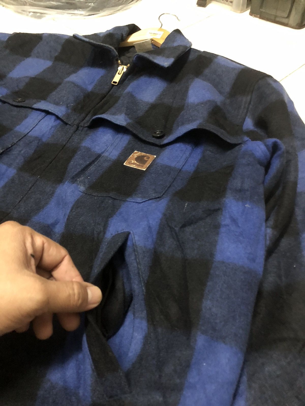 Carhartt Carhatt wool jacket wool BLU check 05055 842 Size US XL / EU 56 / 4 - 14 Thumbnail