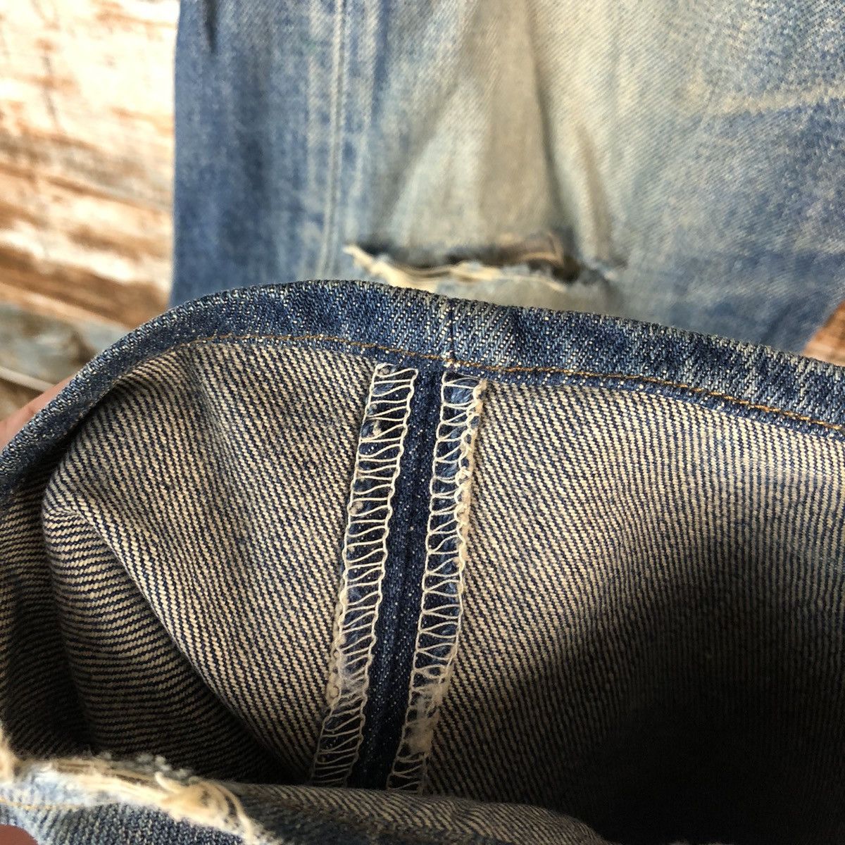 Levi's 505 Levis Blue ripped distressed Denim Pants #1410 Size US 32 / EU 48 - 10 Thumbnail