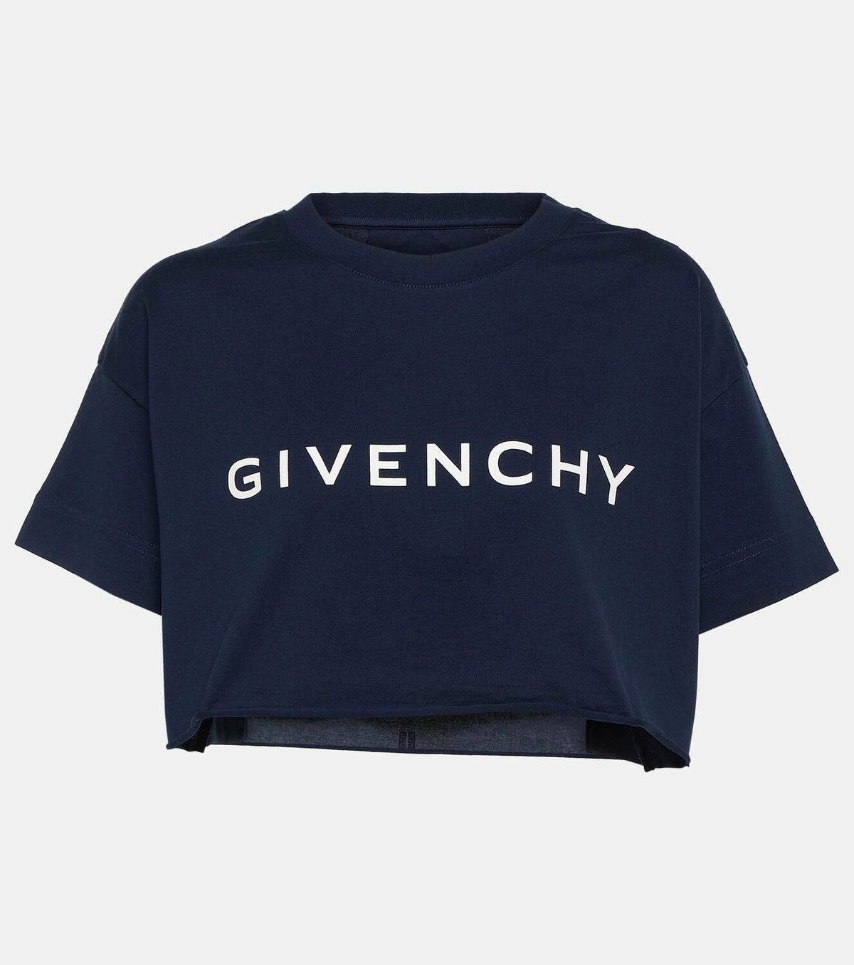 Givenchy o1srvl11e0625 Cropped Cotton Jersey T-Shirt in Navy Blue Size XXL / US 16-18 / IT 52-54 - 2 Thumbnail