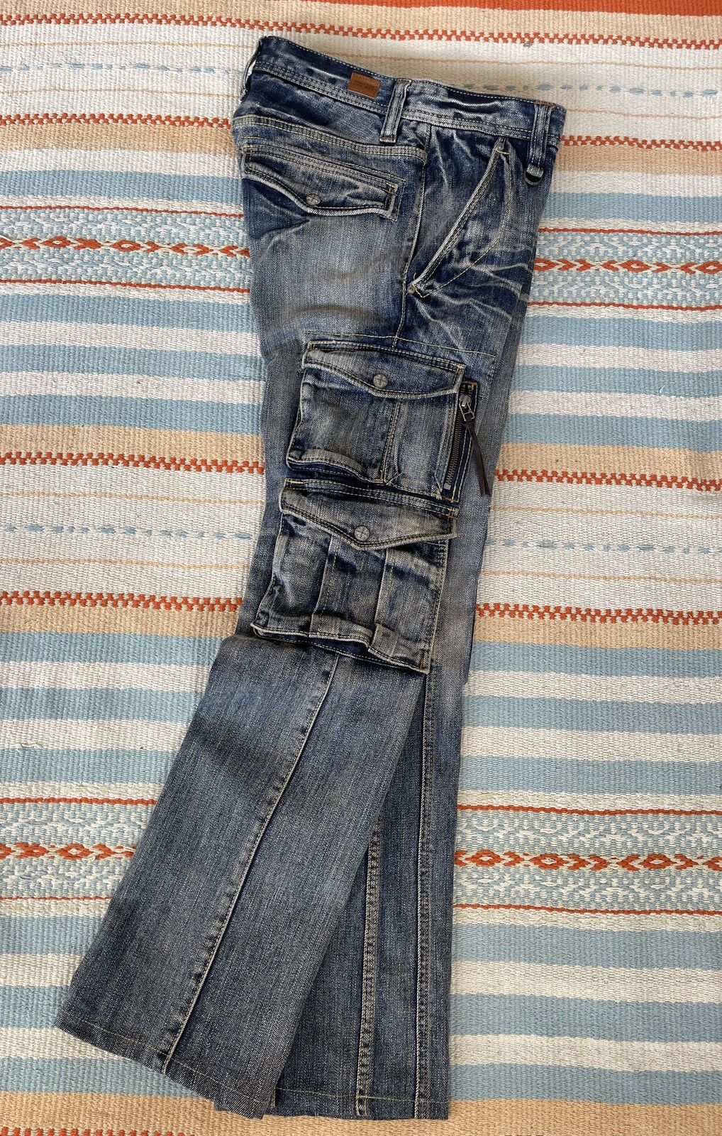 Nicole Club Vintage 90s🔥NICOLE CLUB🔥Bondage 3D Pocket Flare Cargo Jeans Size US 31 - 6 Thumbnail