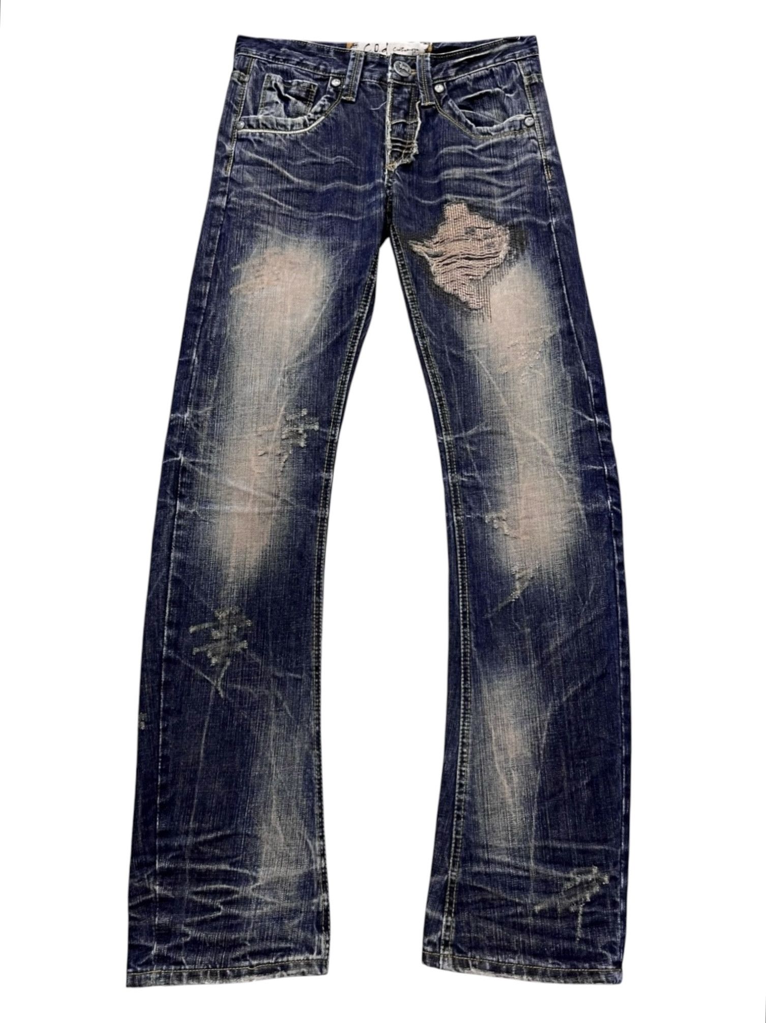 Japanese Brand FYE🔥Vintage C.O.T Mudwash Clawmark Grunge Boro Ripped Denim Size US 28 / EU 44 - 2 Thumbnail