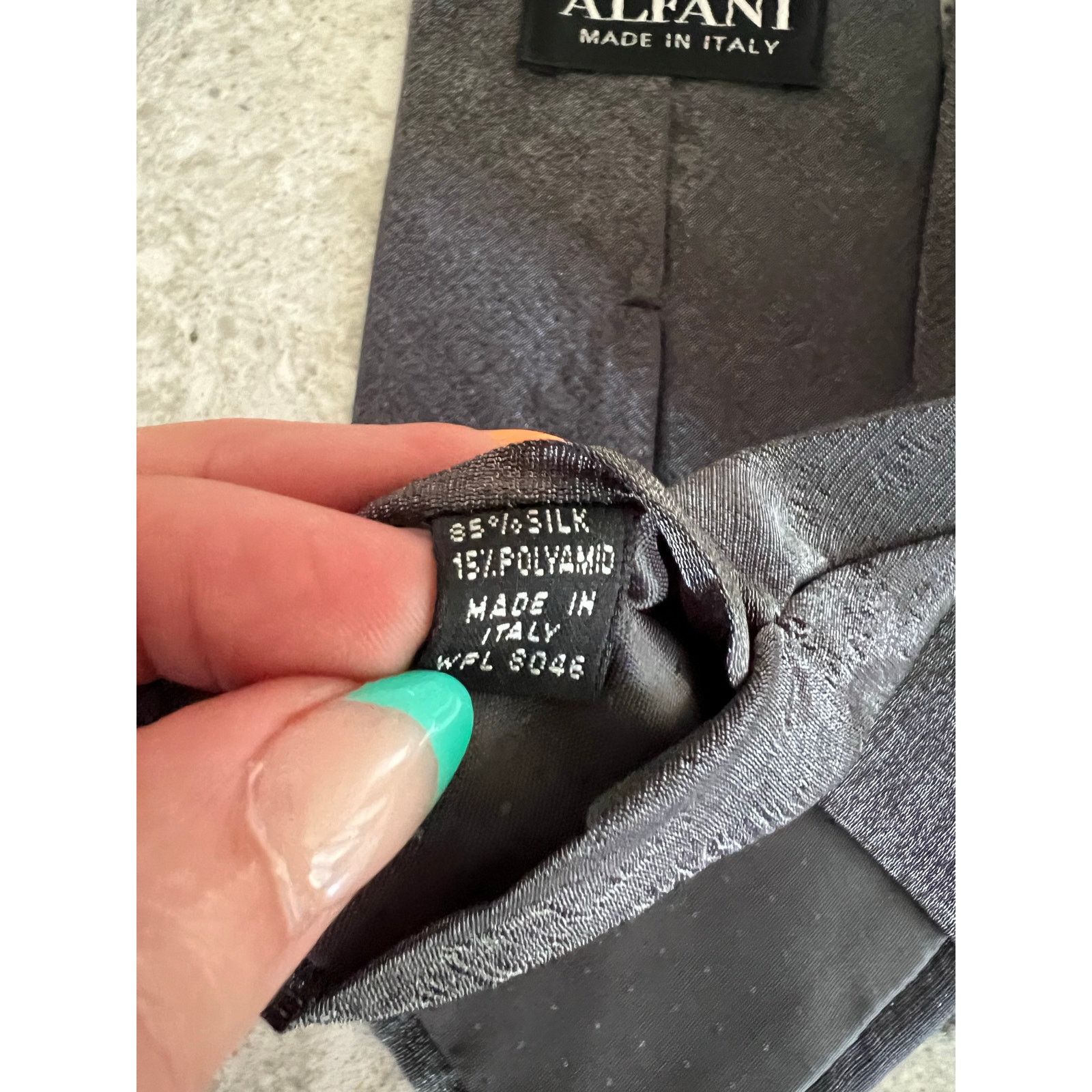 Alfani Alfani Neck Tie Silk Blend Made in Italy Shimmering Gray Size ONE SIZE - 4 Thumbnail
