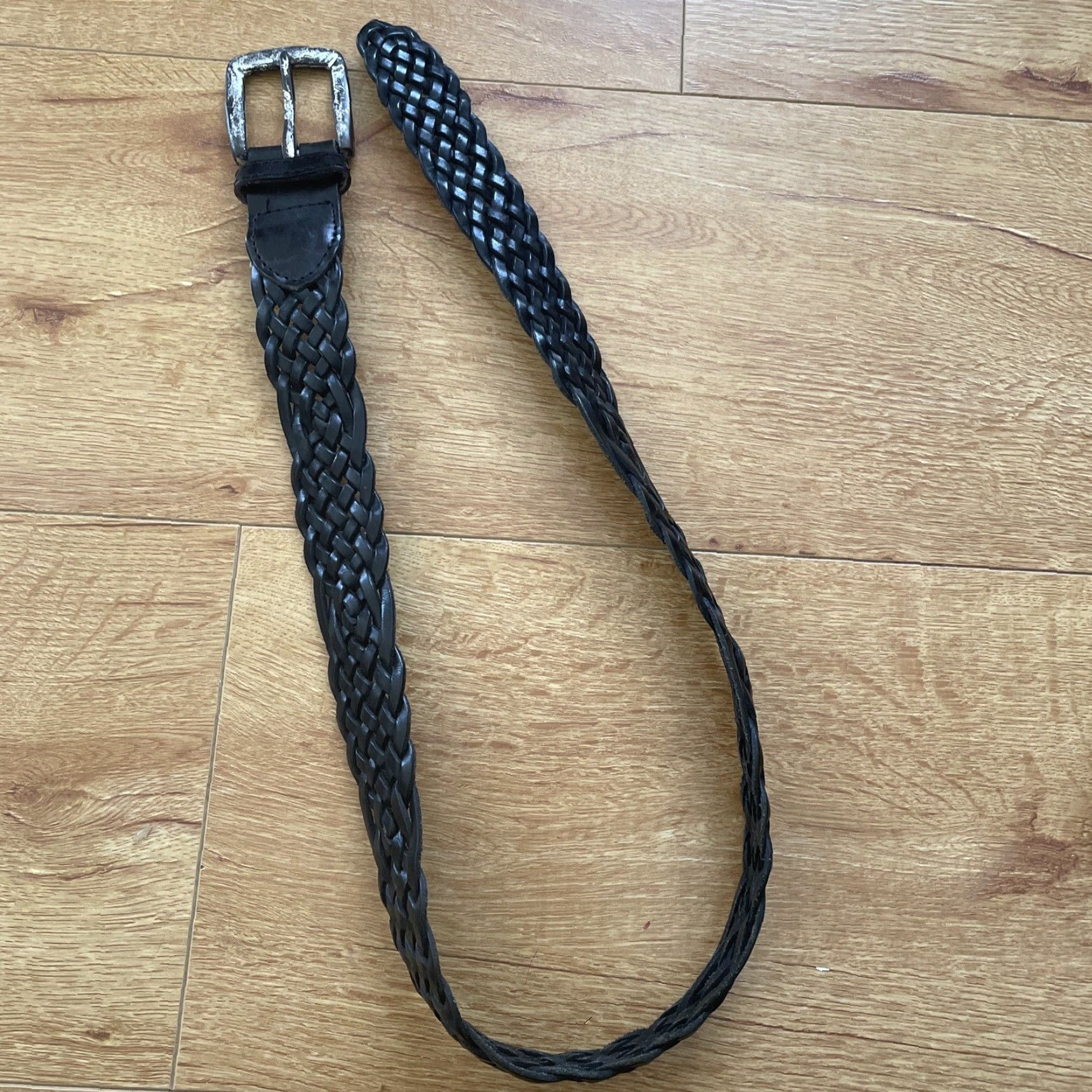 Fossil VINTAGE Fossil Braided Leather Belt Western Black Cowgirl 90s Med 35” Womens Belt Size ONE SIZE - 8 Thumbnail