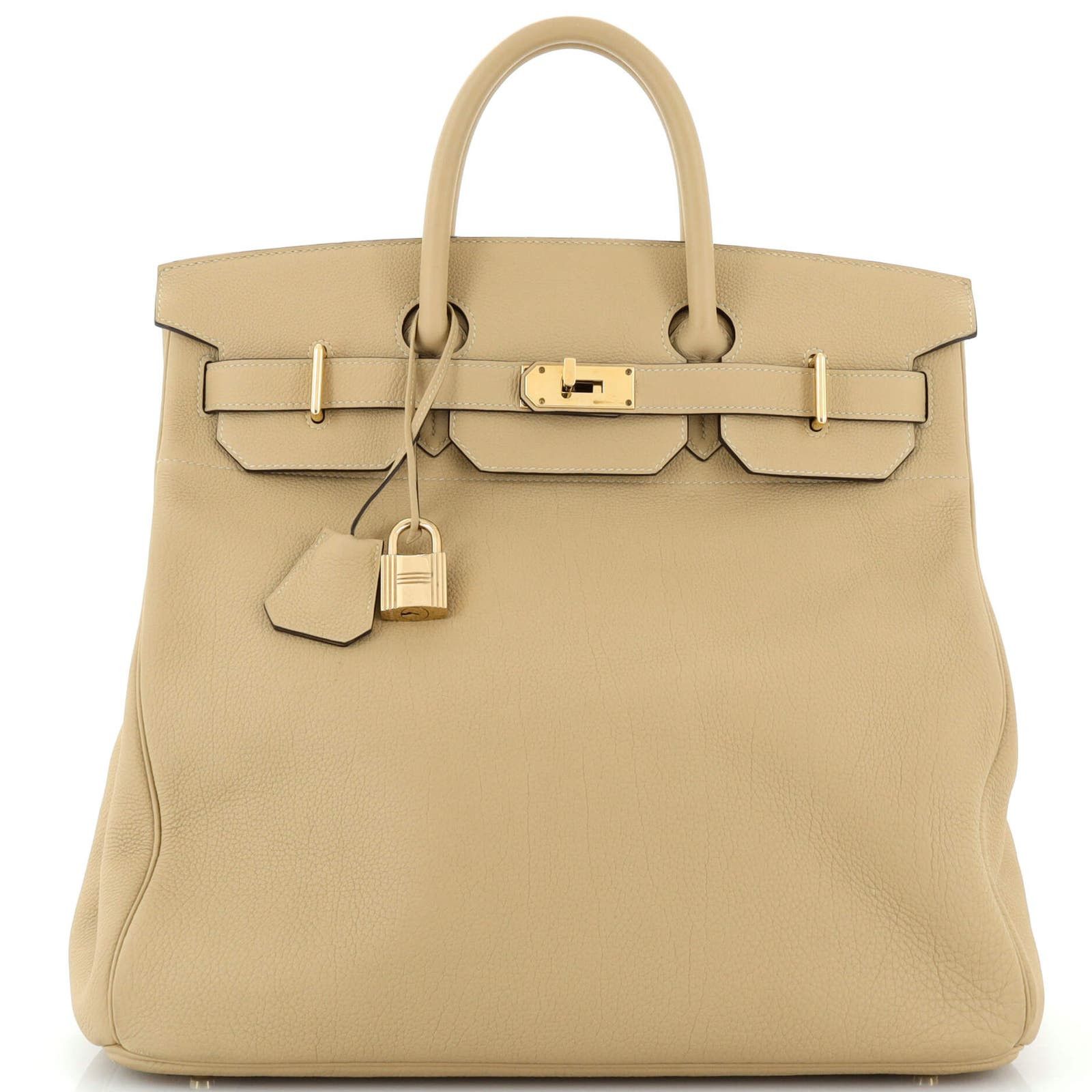 image of Hermes Hac Birkin Bag Light Togo With Permabrass Hardware 40 in Beige, Women's