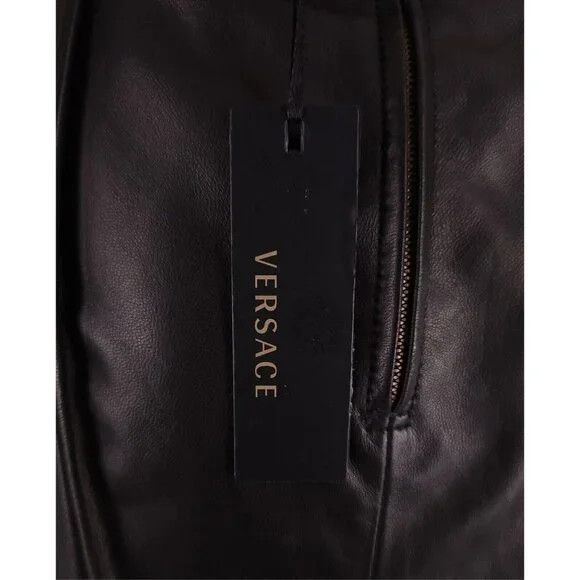 Versace Versace Wrap-effect Pleated Leather Mini Skirt Black IT 42 6 Size 28" / US 6 / IT 42 - 9 Thumbnail