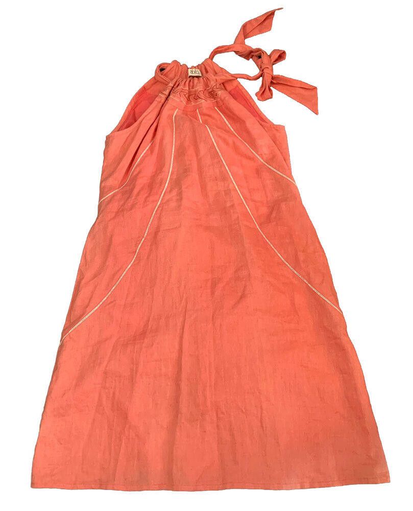 Designer Abito Linen Mamey Coral Color Dress L Size L / US 10 / IT 46 - 2 Thumbnail