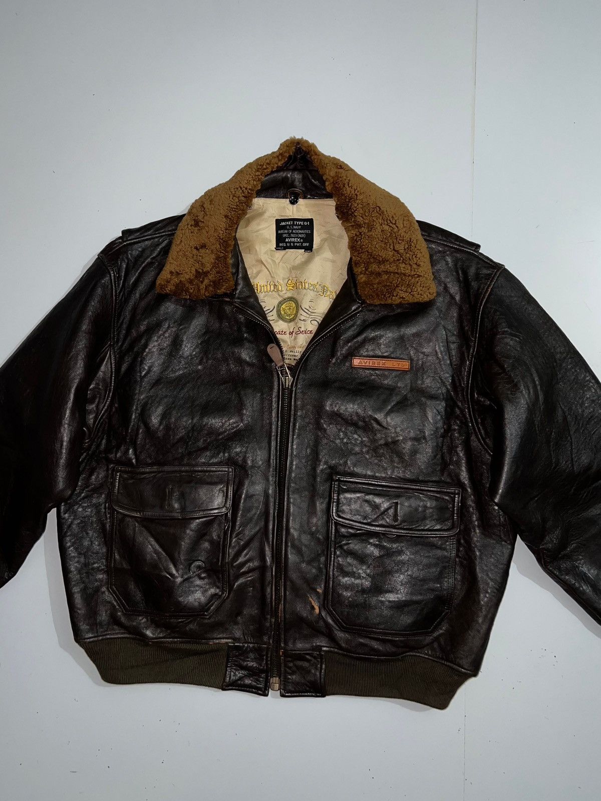VINTAGE AVIREX TOPGUN TYPE G-1 LEATHER FLIGHT BOMBER JACKET