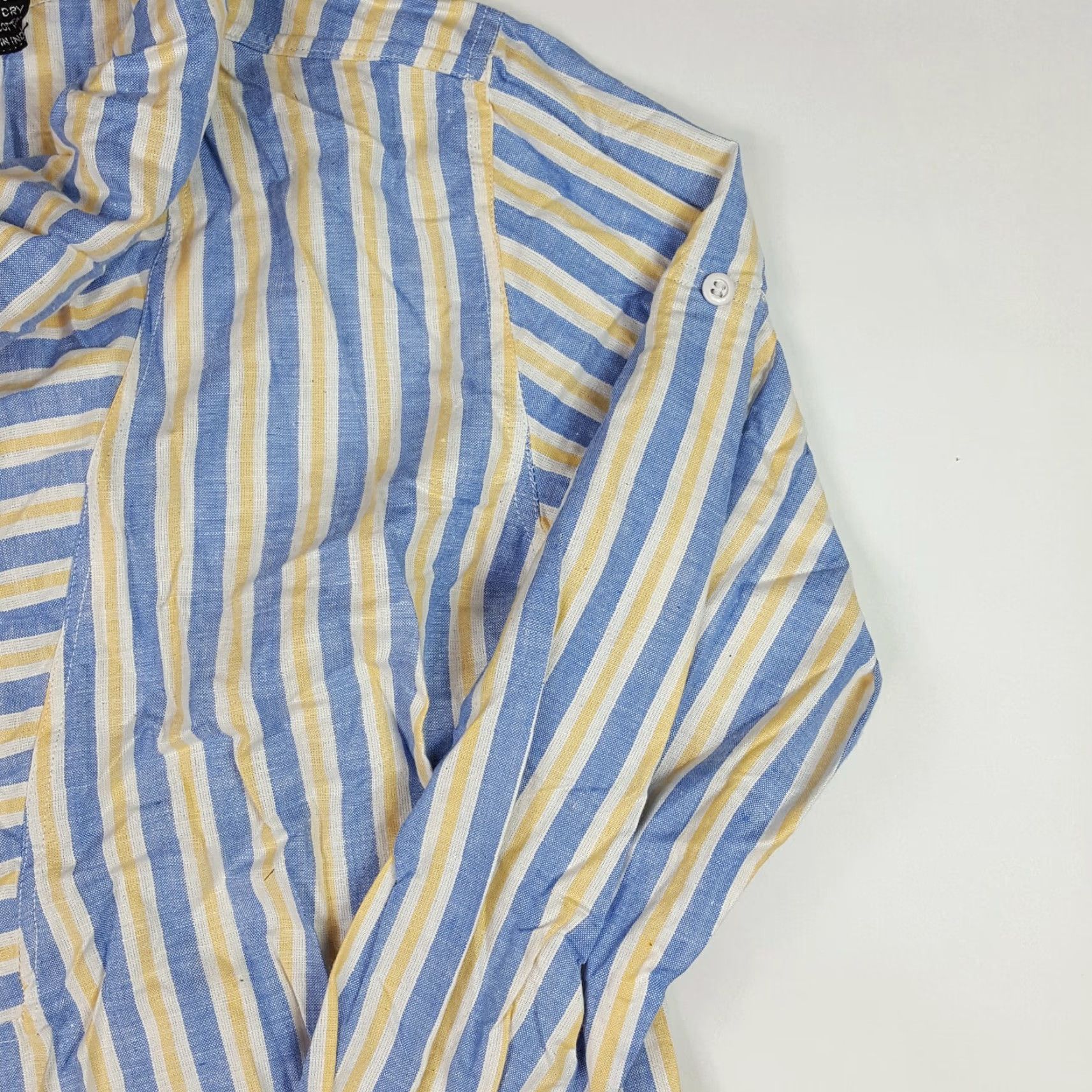 Etro VINTAGE Just Class Shirt Women Small Blue Striped Rolled Collar Blouse 80s Retro Casual Womens Size S / US 4 / IT 40 - 3 Thumbnail