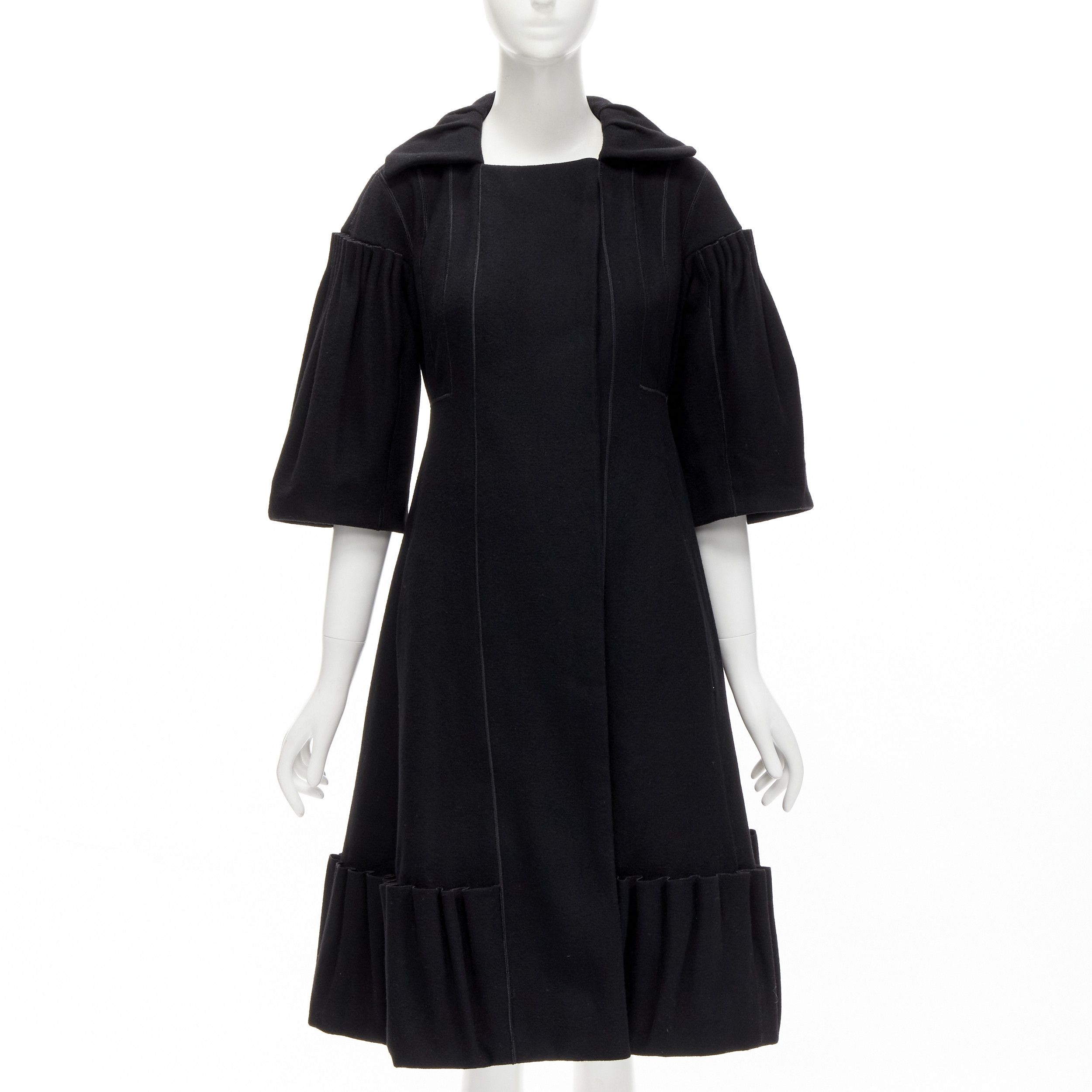 Louis Vuitton LOUIS VUITTON 2007 Runway black wool pleated Victorian coat dress FR34 XS Size XS / US 0-2 / IT 36-38 - 1 Thumbnail