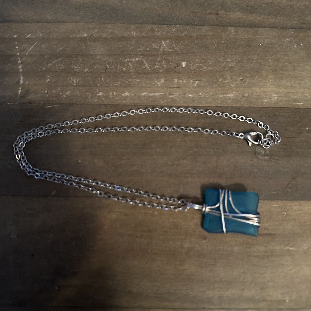 Other Silver tone wire wrapped sea glass pendant necklace Size ONE SIZE - 2 Thumbnail