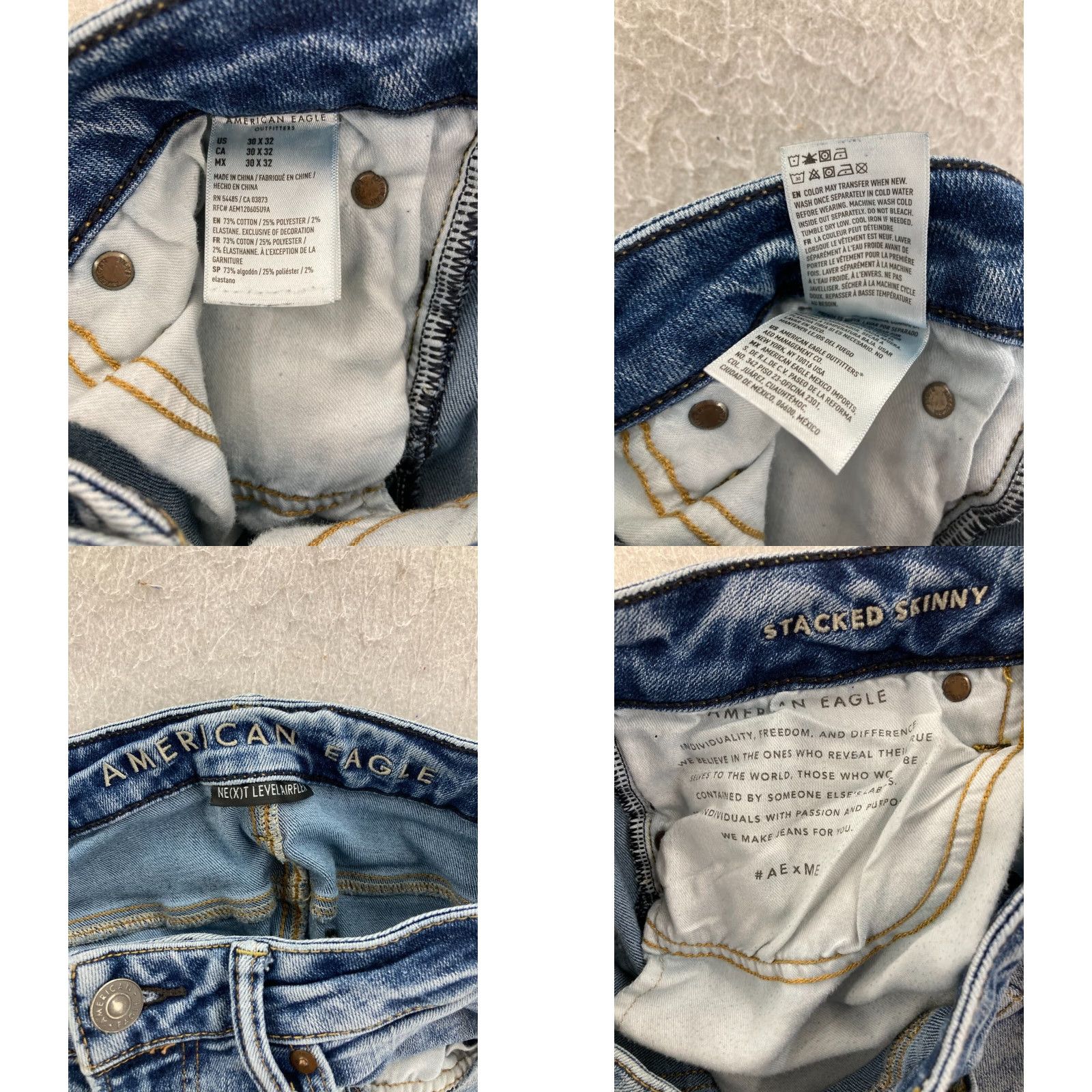 American Eagle Outfitters American Eagle Next Level Mens 30x32 Airflex Distressed Jeans Size US 30 / EU 46 - 9 Thumbnail