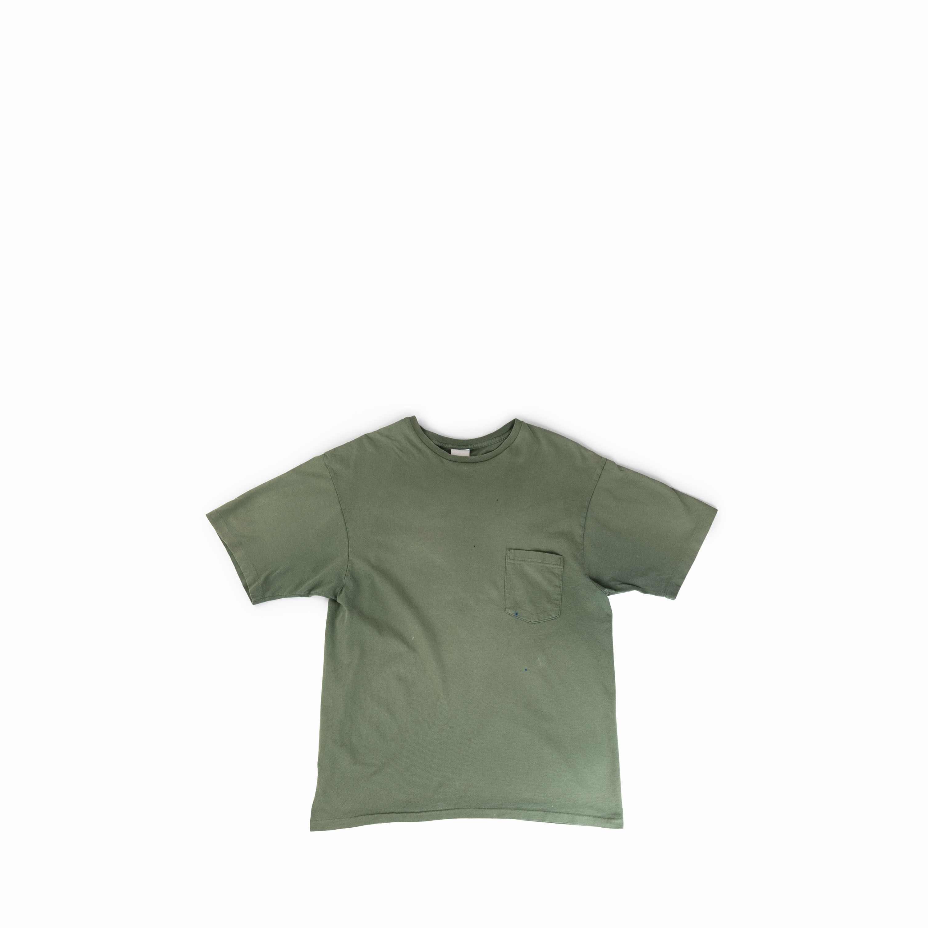 Vintage Vintage 1990's Green Faded Pocket Tee Shirt Size US XL / EU 56 / 4 - 1 Thumbnail