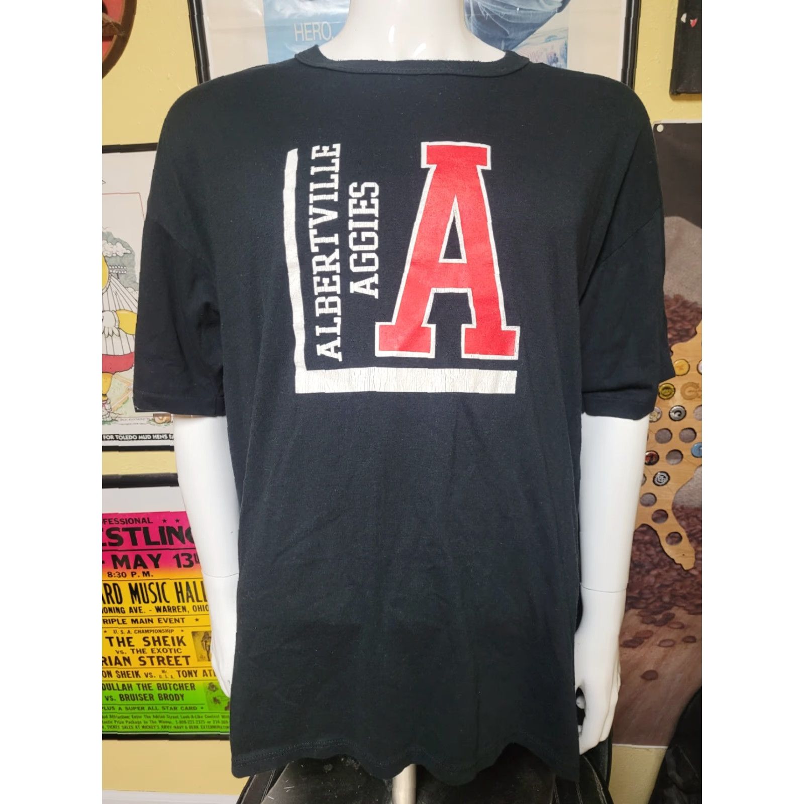 Russell Athletic VINTAGE Russell Athletic Albertville Aggies T Shirt 2XL Black Cotton Blend Crew Neck Short Sleeve Men's 50/50 Alabama Shirt Size US XXL / EU 58 / 5 - 2 Thumbnail