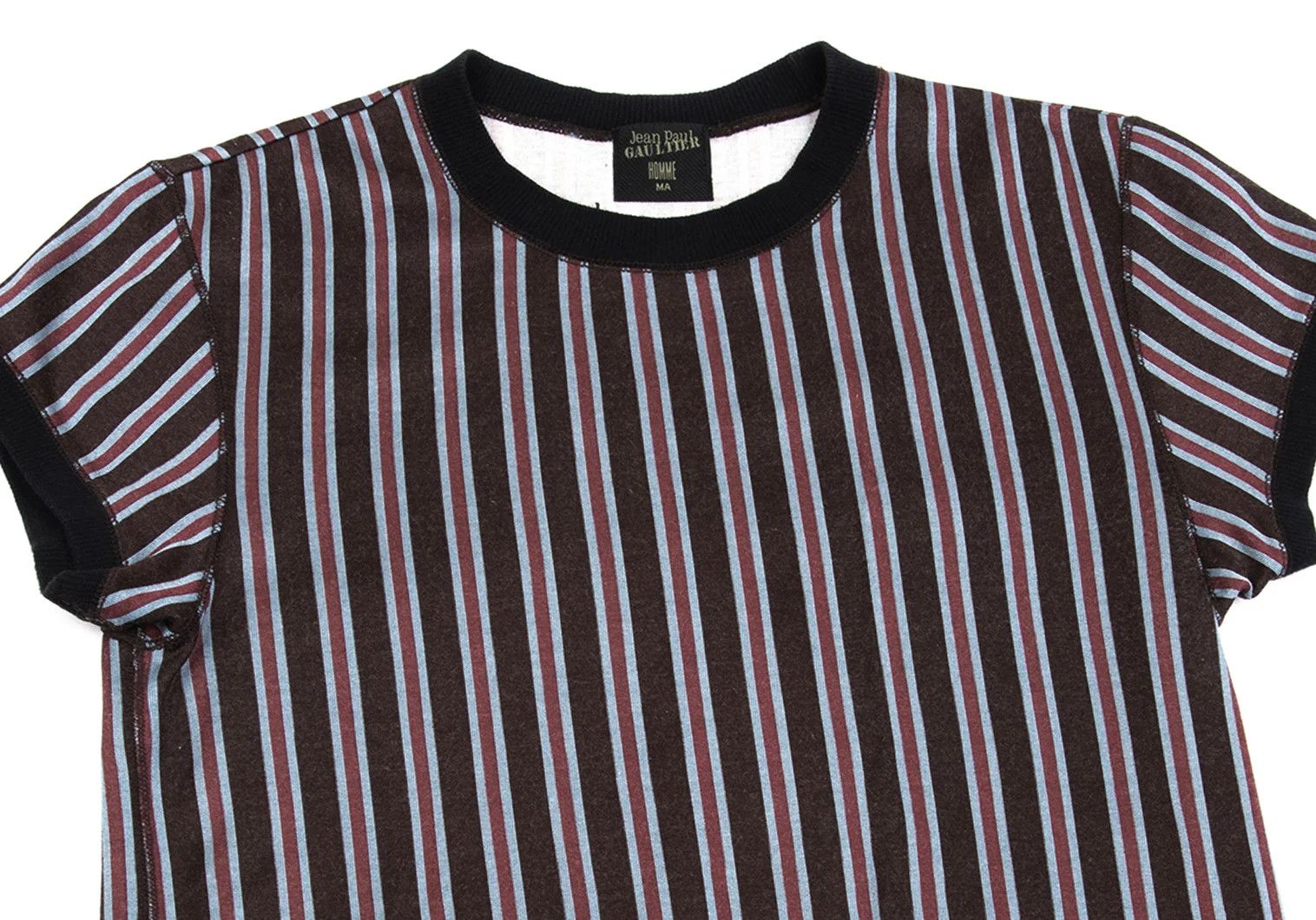 Jean Paul Gaultier Nylon Cotton Metallic Striped T-Shirt in Brown, Red, Blue Size US M / EU 48-50 / 2 - 2 Thumbnail