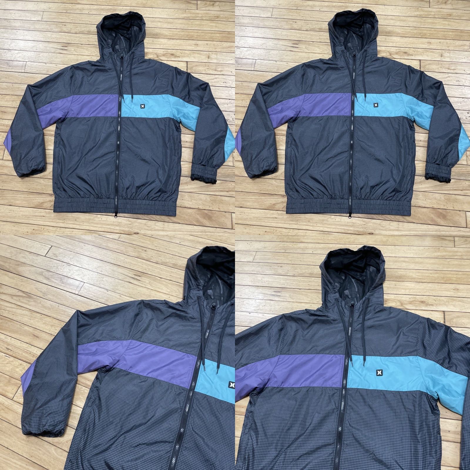 Hurley Hurley Men’s Jacket Windbreaker Hooded Zip Logo Colorblock Weatherproof, Small, Blue, Casual, Regular Fit, Winter Spring Fall, Men’s, Jacket Size US S / EU 44-46 / 1 - 10 Thumbnail