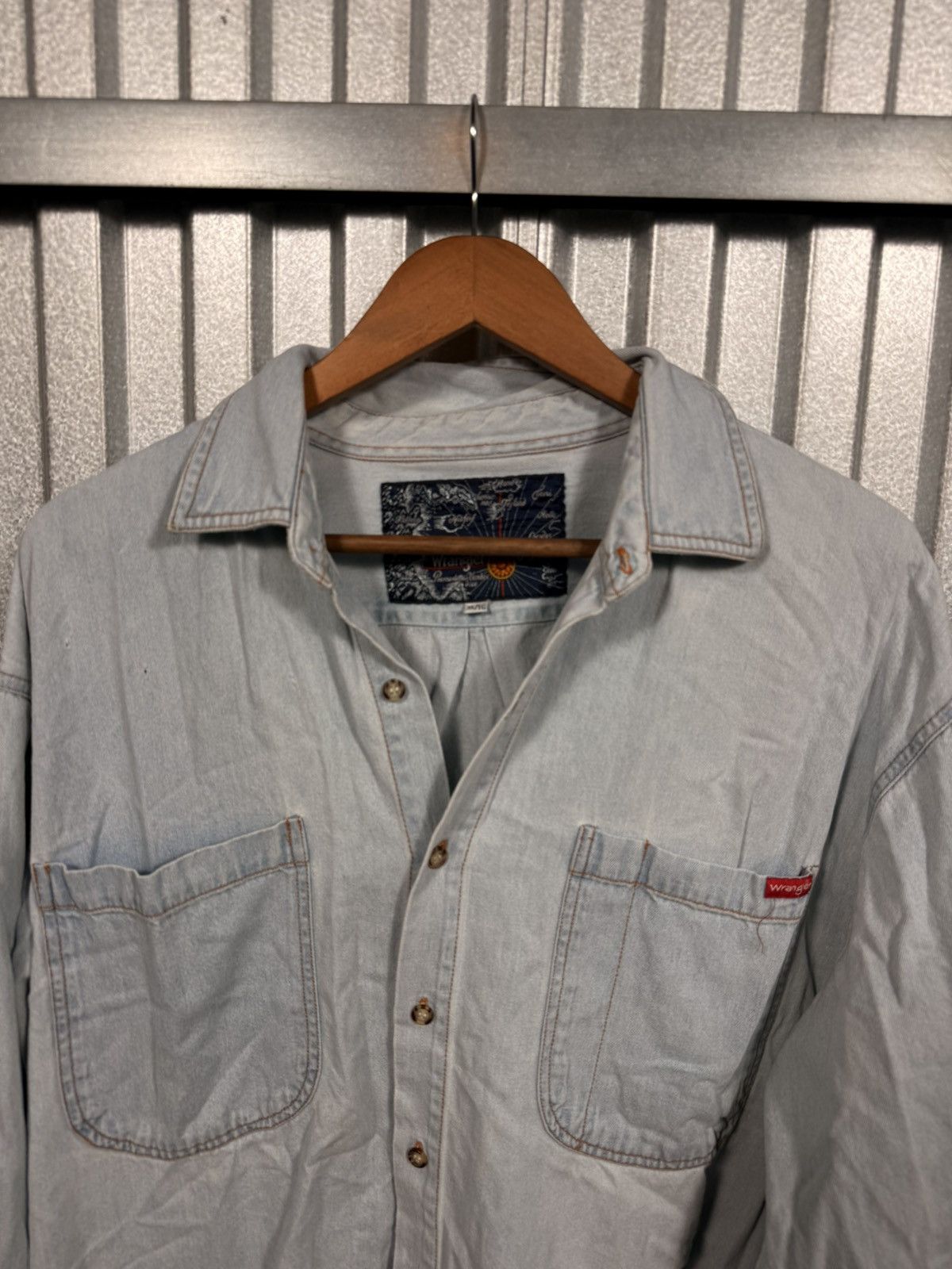 Wrangler Vintage Wrangler Western Denim USA Button Up Shirt Size US XL / EU 56 / 4 - 8 Thumbnail