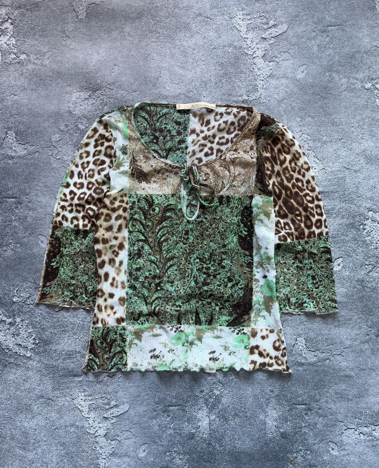 Roberto Cavalli Class Roberto Cavalli Abstract Leopard Floral Print Mesh Top Size S / US 4 / IT 40 - 1 Thumbnail
