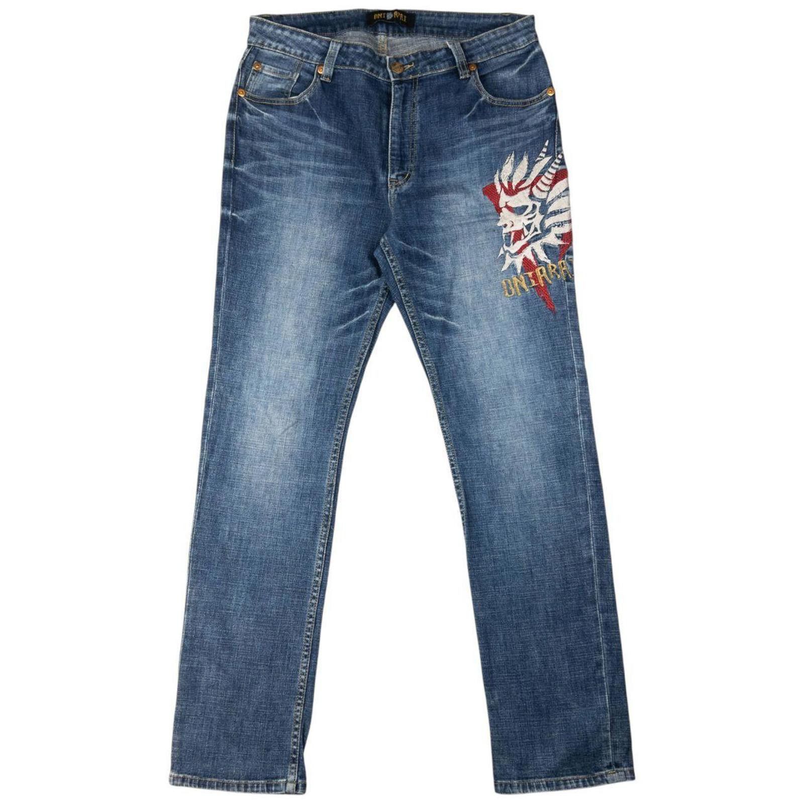 Onia Vintage Oniarai Embroidered Devil Japanese Denim Jeans W36 Size US 36 / EU 52 - 3 Thumbnail