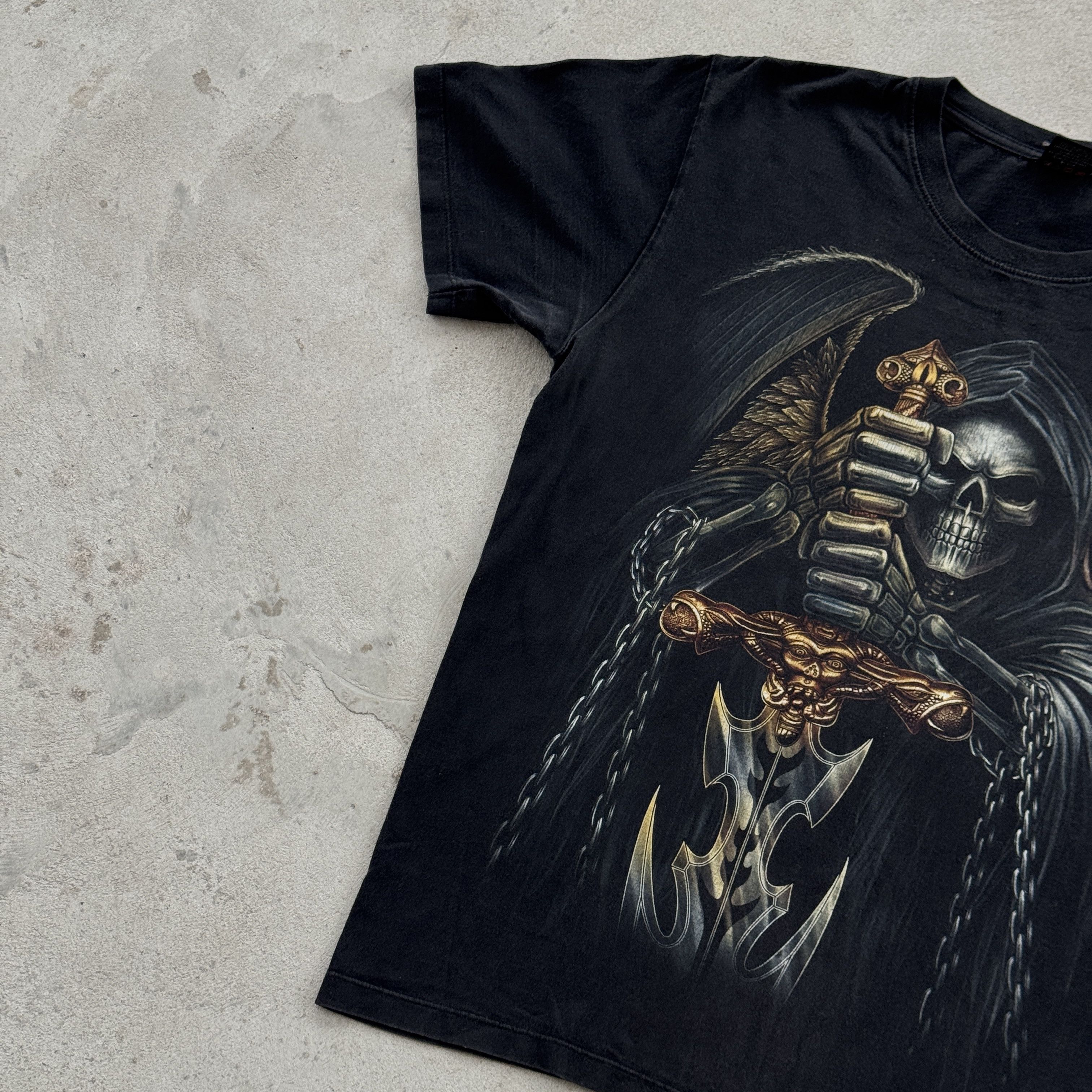 Band Tees Wild Grim Reaper Sword Winged Skull Graphic Tee Shirt L Size US L / EU 52-54 / 3 - 4 Thumbnail