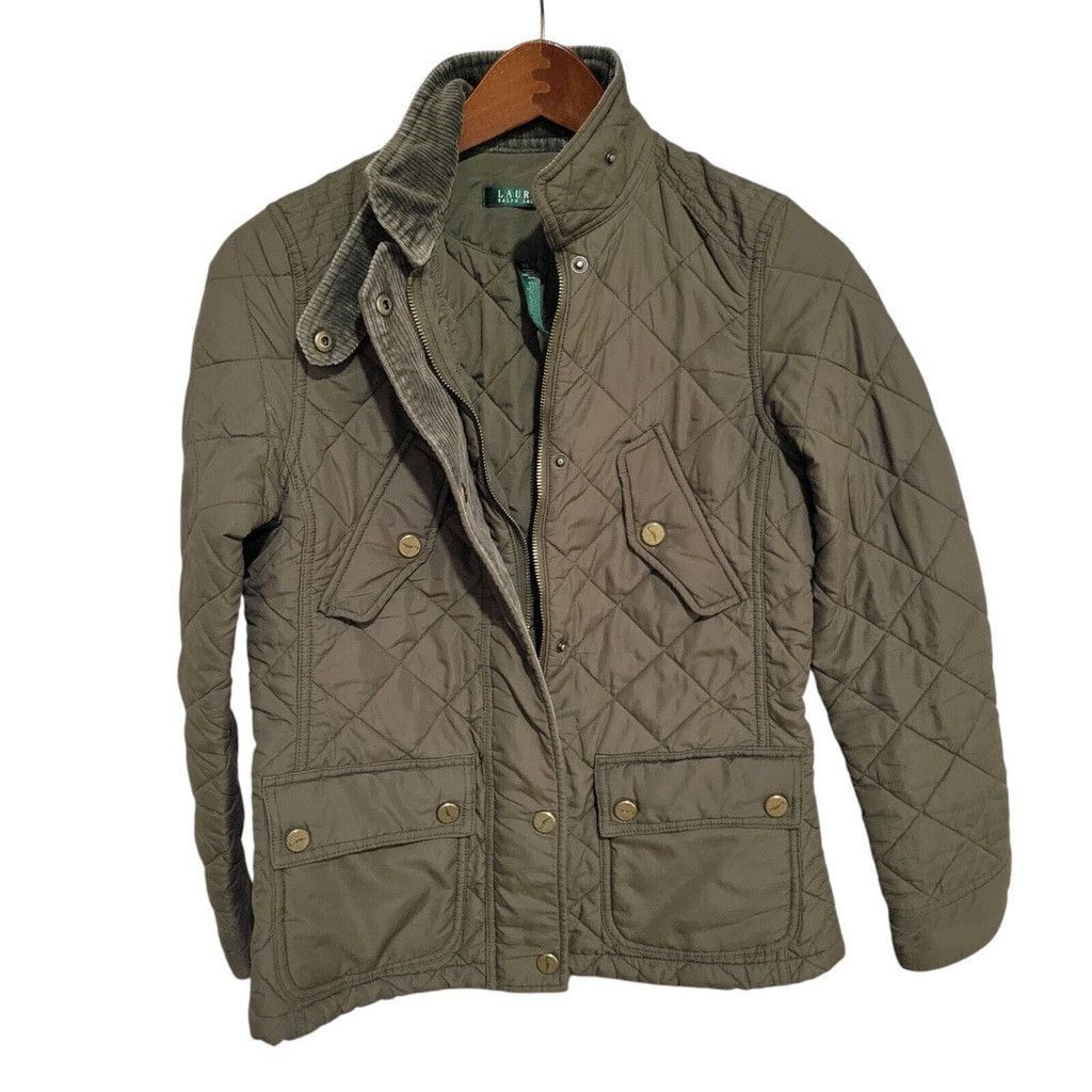 Ralph Lauren Lauren Ralph Lauren Women Quilted Corduroy Mid-length Jacket Size XS / US 0-2 / IT 36-38 - 6 Thumbnail