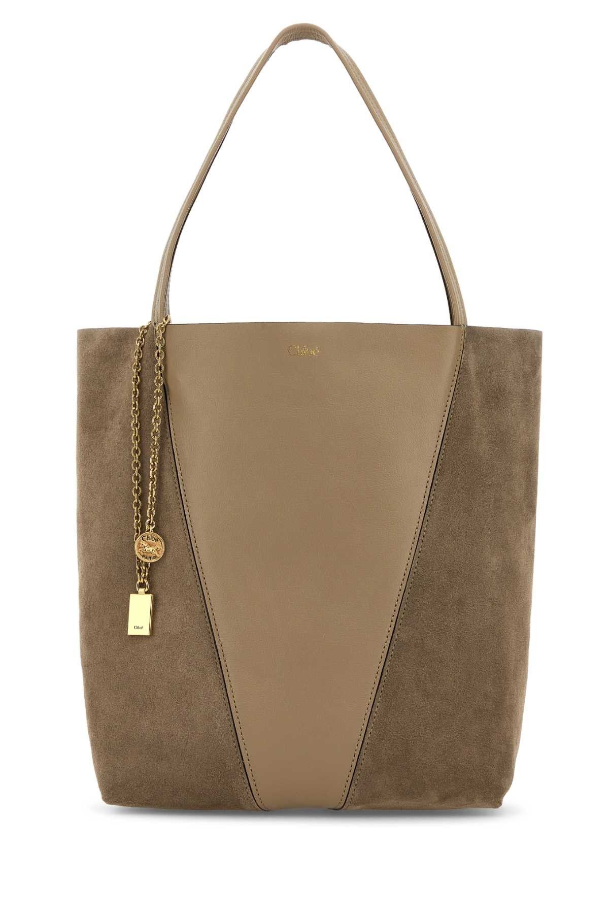 Chloe Dove Grey Leather And Suede Chloã¨ Spin Shopping Bag Size ONE SIZE - 1 Thumbnail