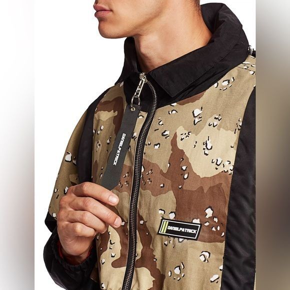 Image of Daniel Patrick Camo Colorblock Track Jacket in Brown, Men's (Size XL)