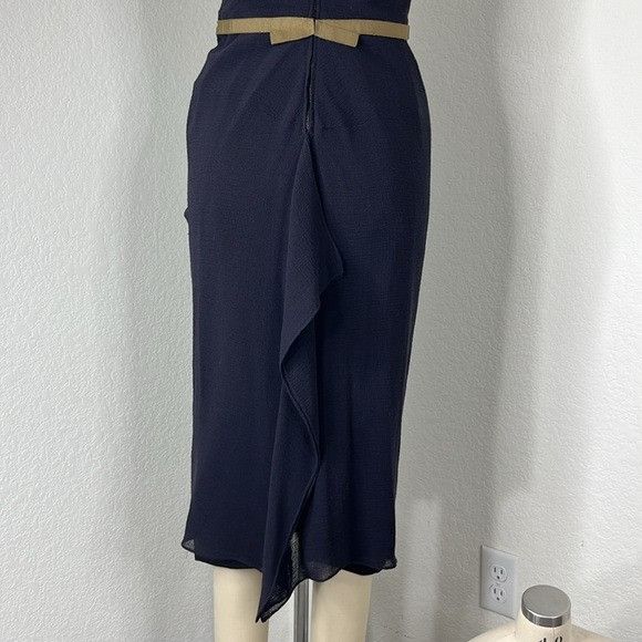 Roland Mouret Roland Mouret Draped Belted Pleated Midi Ruffle Hem Dress Size M / US 6-8 / IT 42-44 - 3 Thumbnail