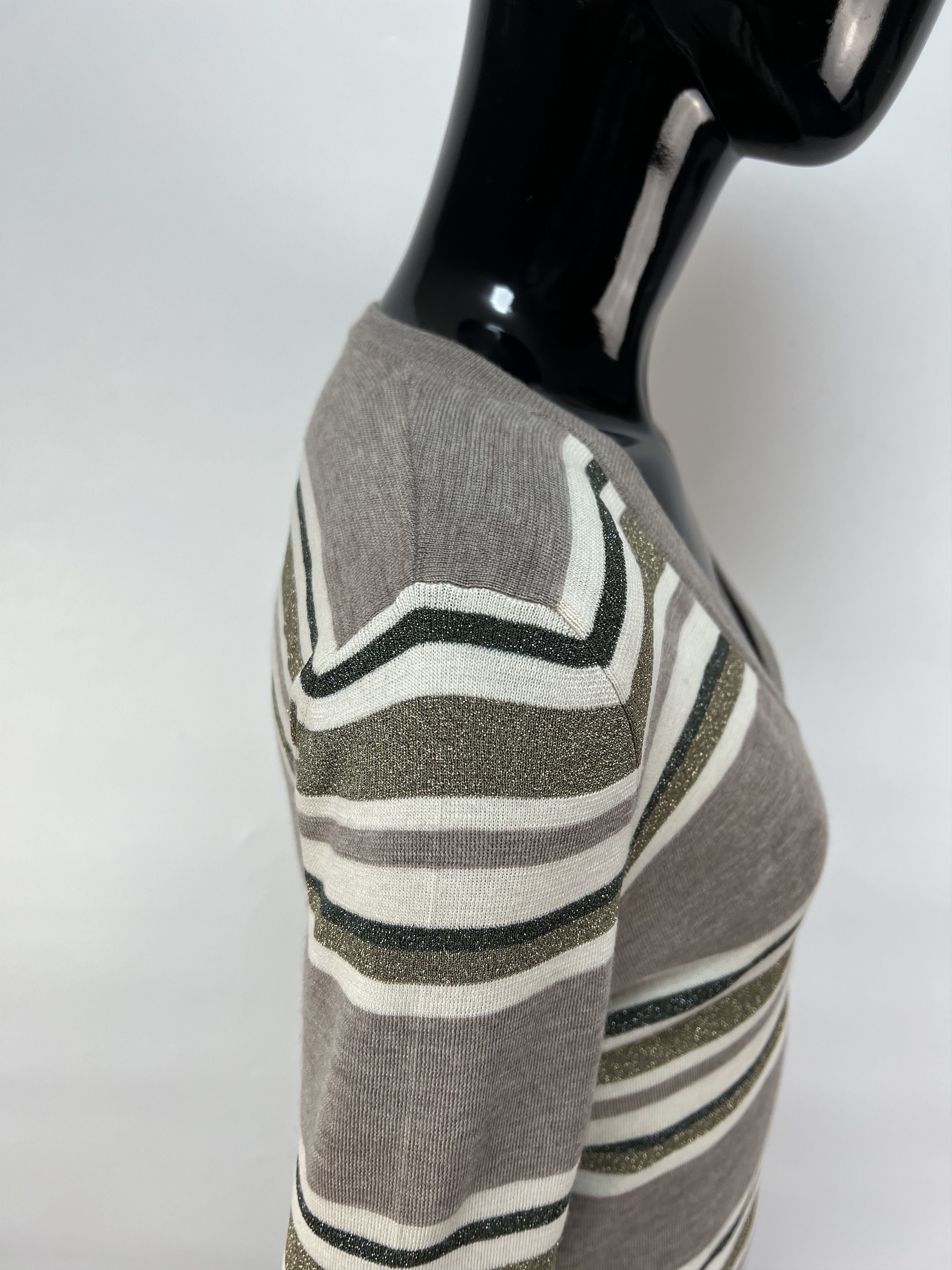 Brunello Cucinelli Brunello Cucinelli Wool Cashmere Striped V-Neck Sweater Size L / US 10 / IT 46 - 9 Thumbnail