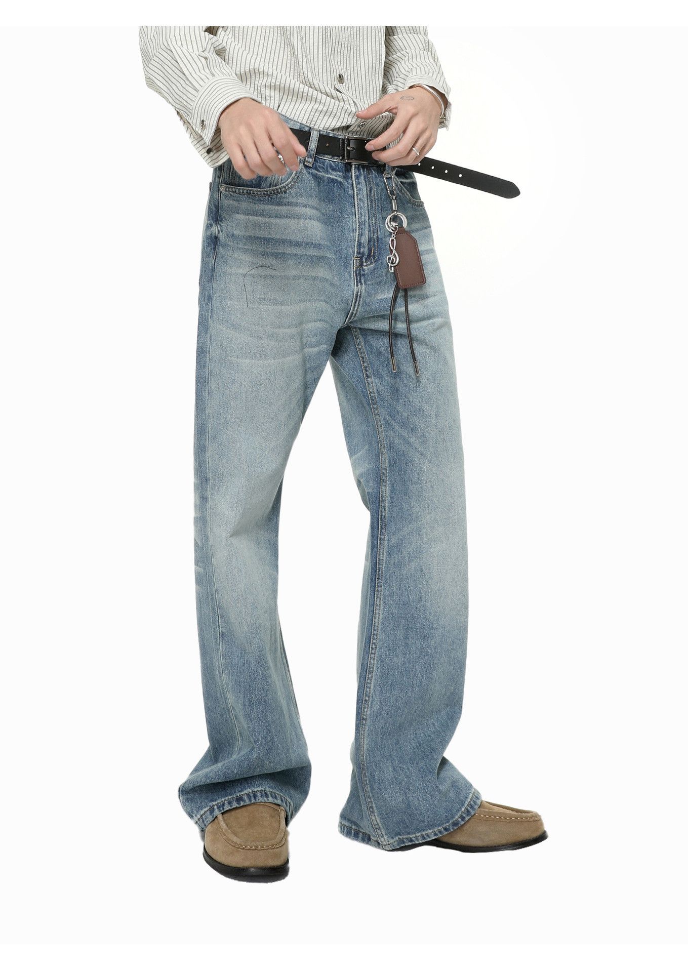 Vintage Japanese retro style Cleanfit washed flared distressed jeans Size US 32 / EU 48 - 2 Thumbnail