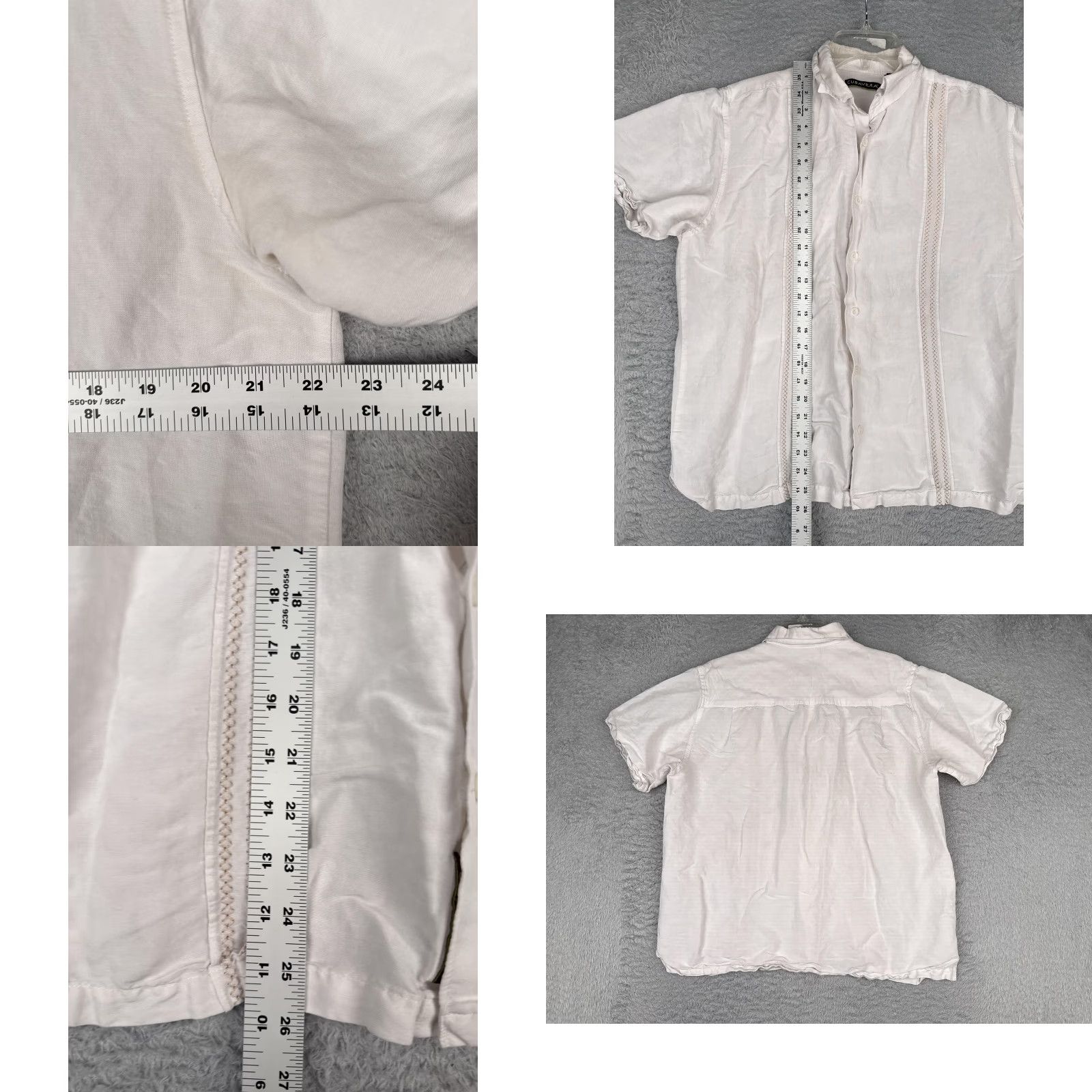 Cubavera Cubavera Shirt Mens L White Short Sleeve Embroidered Band Collar Guayabera Size US L / EU 52-54 / 3 - 8 Thumbnail