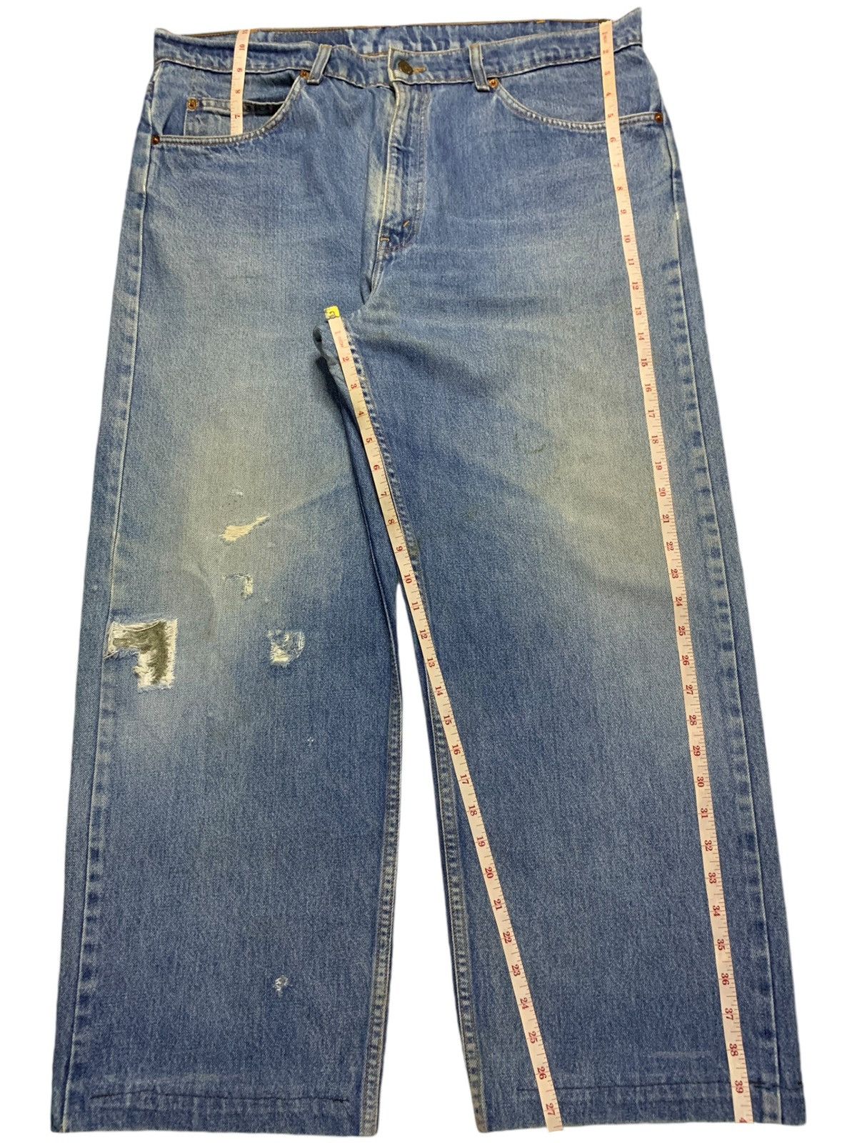 Levi's × Levi's Vintage Clothing Vintage 80s Levis 612 Orange Tab Mud Wash Ripped Baggy Jeans Size US 39 - 13 Thumbnail