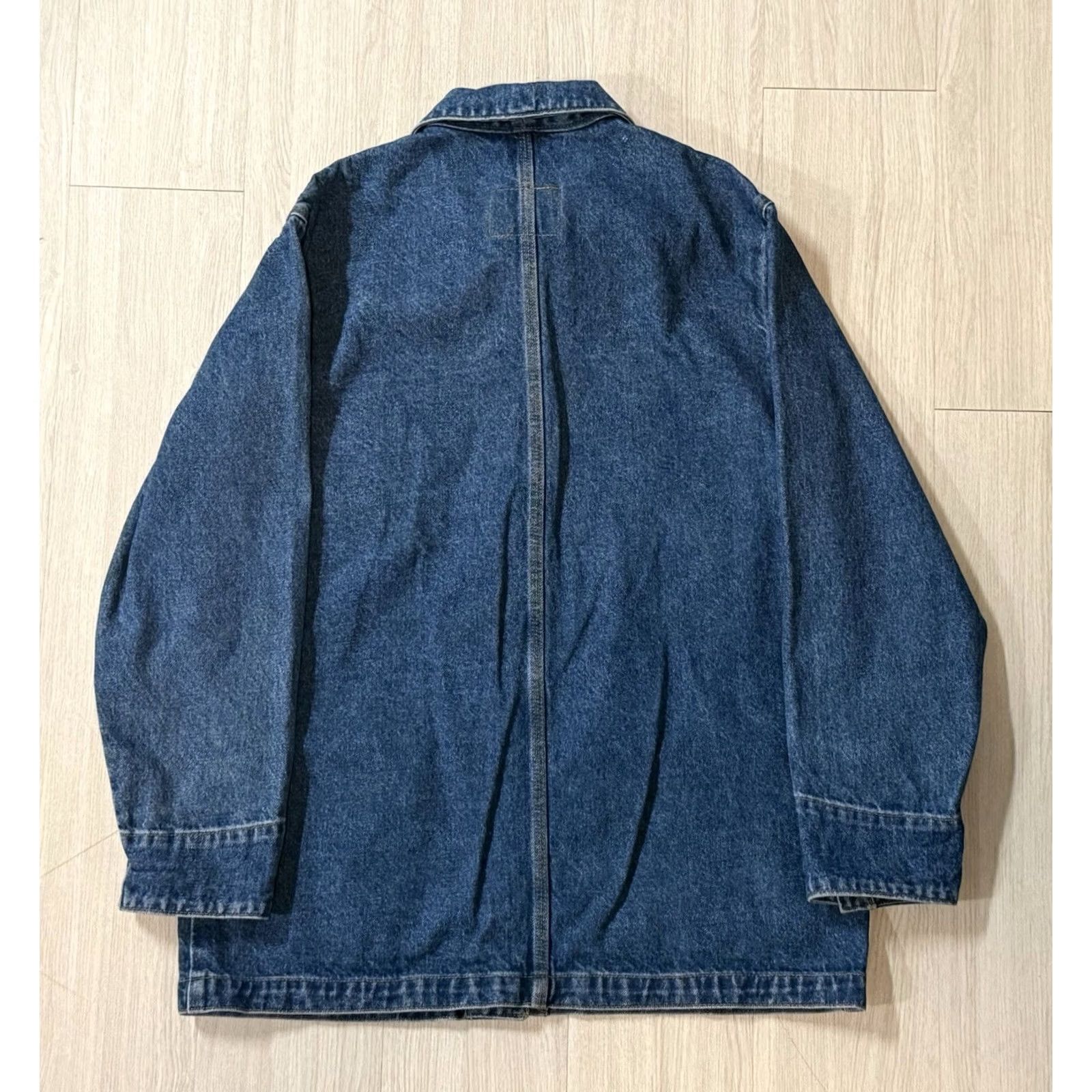 CO VINTAGE Lauren Jeans Co. Denim Chore Jacket Medium Women’s 90s Utility Barn Coat Blue Long Sleeve Button Pockets Logo Size 32" / US 10 / IT 46 - 2 Thumbnail