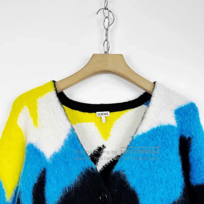 Loewe Loewe Color-blocked knitted cardigan with back leather log Size M / US 6-8 / IT 42-44 - 3 Thumbnail