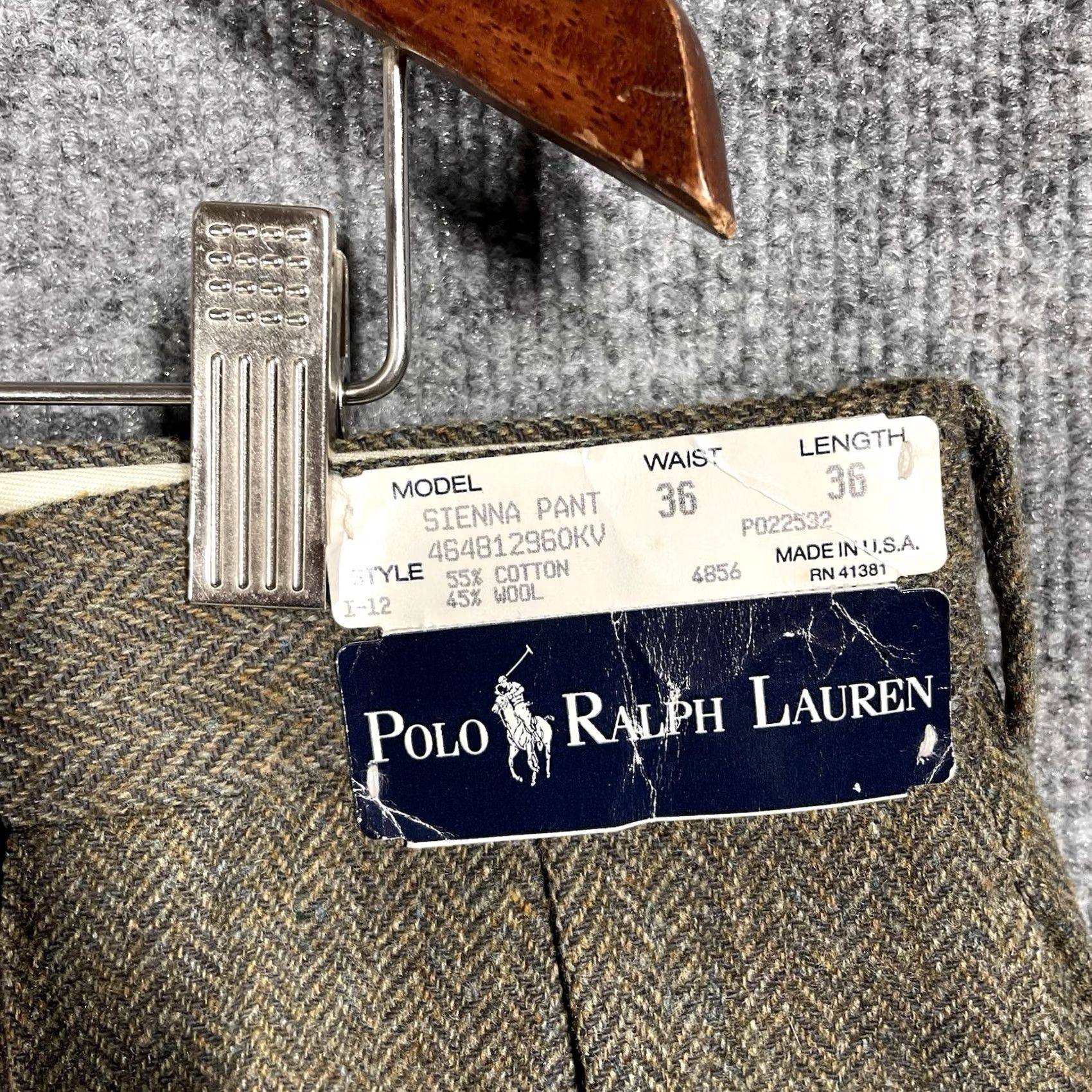 Polo Ralph Lauren VINTAGE Polo Ralph Lauren Pants 36x34 Tweed Wool Cotton 80s 90s Mens Size US M / EU 48-50 / 2 - 4 Thumbnail