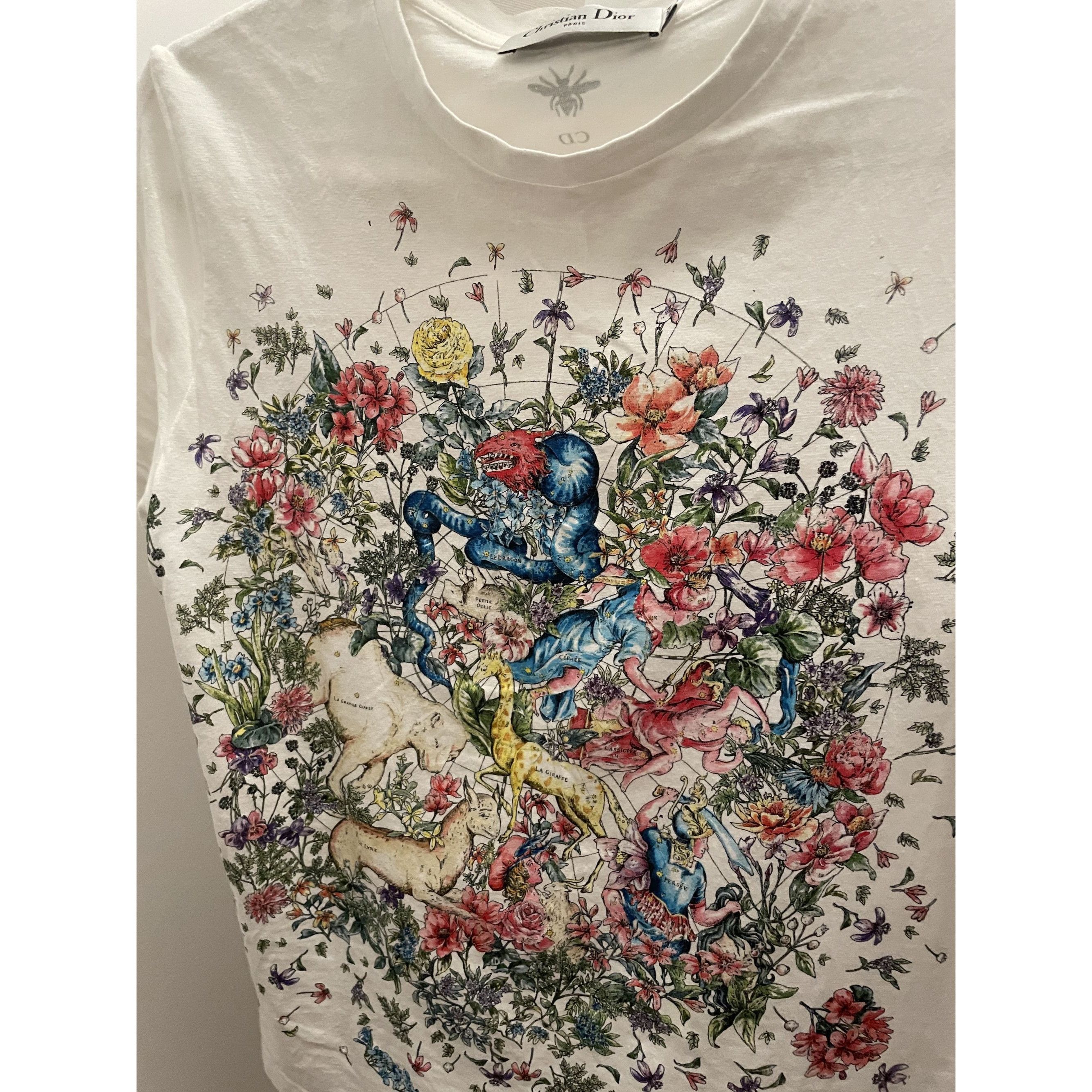 Dior Christian Dior Paris White T-Shirt With Botanical Animal Pri Size S / US 4 / IT 40 - 3 Thumbnail