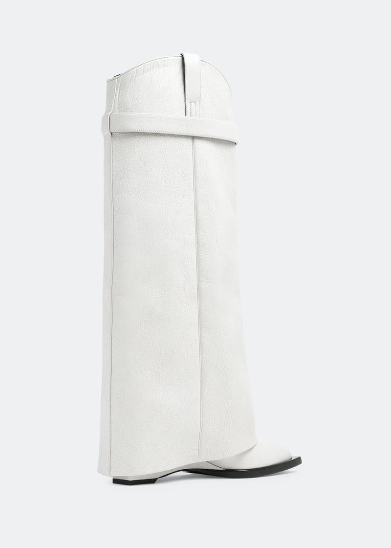 Givenchy o1w1db10525 Shark Lock Cowboy High Boots in White Size US 5 / IT 35 - 5 Thumbnail