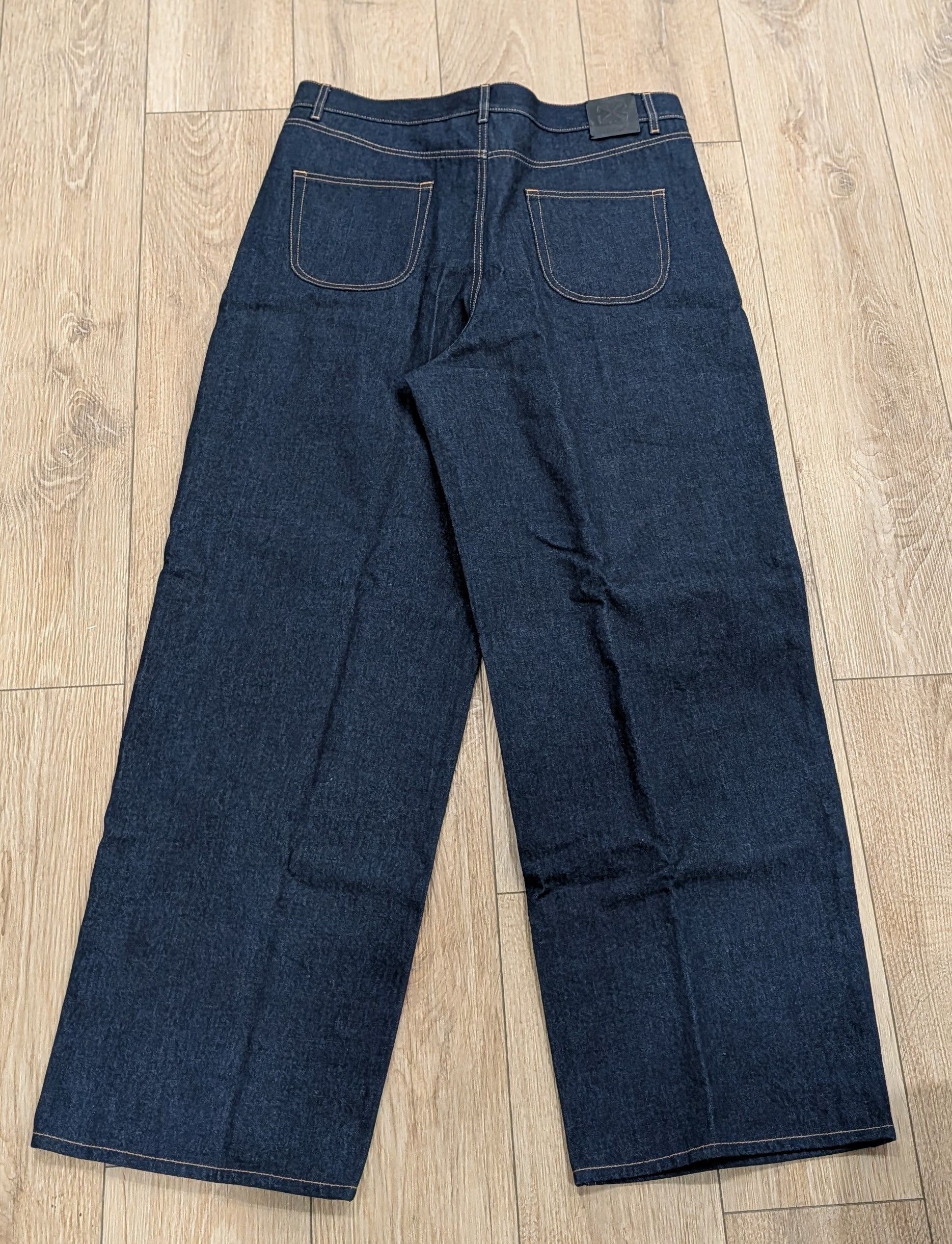 Off-White OFF-WHITE 90s Logo Baggy Jeans Raw Blue/Gold 36 Size US 36 / EU 52 - 5 Thumbnail