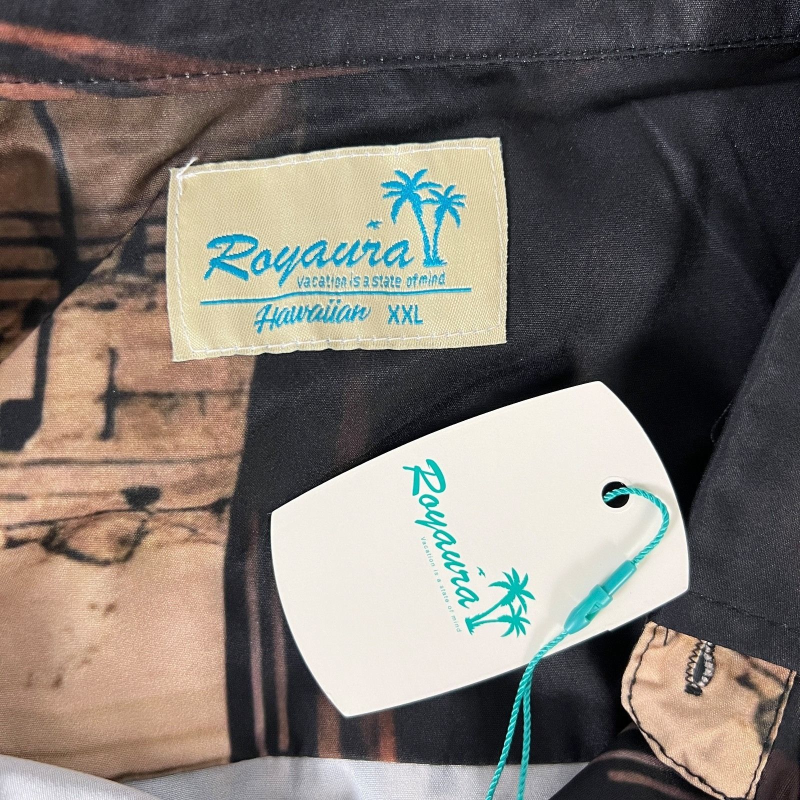 Other Royaura Hawaiian Jazz Music Notes Mens Button Shirt size 2XL Size US XXL / EU 58 / 5 - 3 Thumbnail