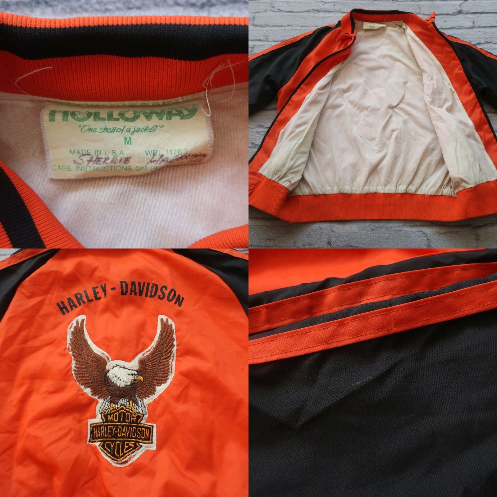 Harley Davidson Vintage Harley Davidson Eagle Bomber Jacket Slim Medium Orange / Black Mens Jacket USA 80s 90s 80s Harley Davidson USA Bomber Jacket Mens Size US M / EU 48-50 / 2 - 8 Thumbnail