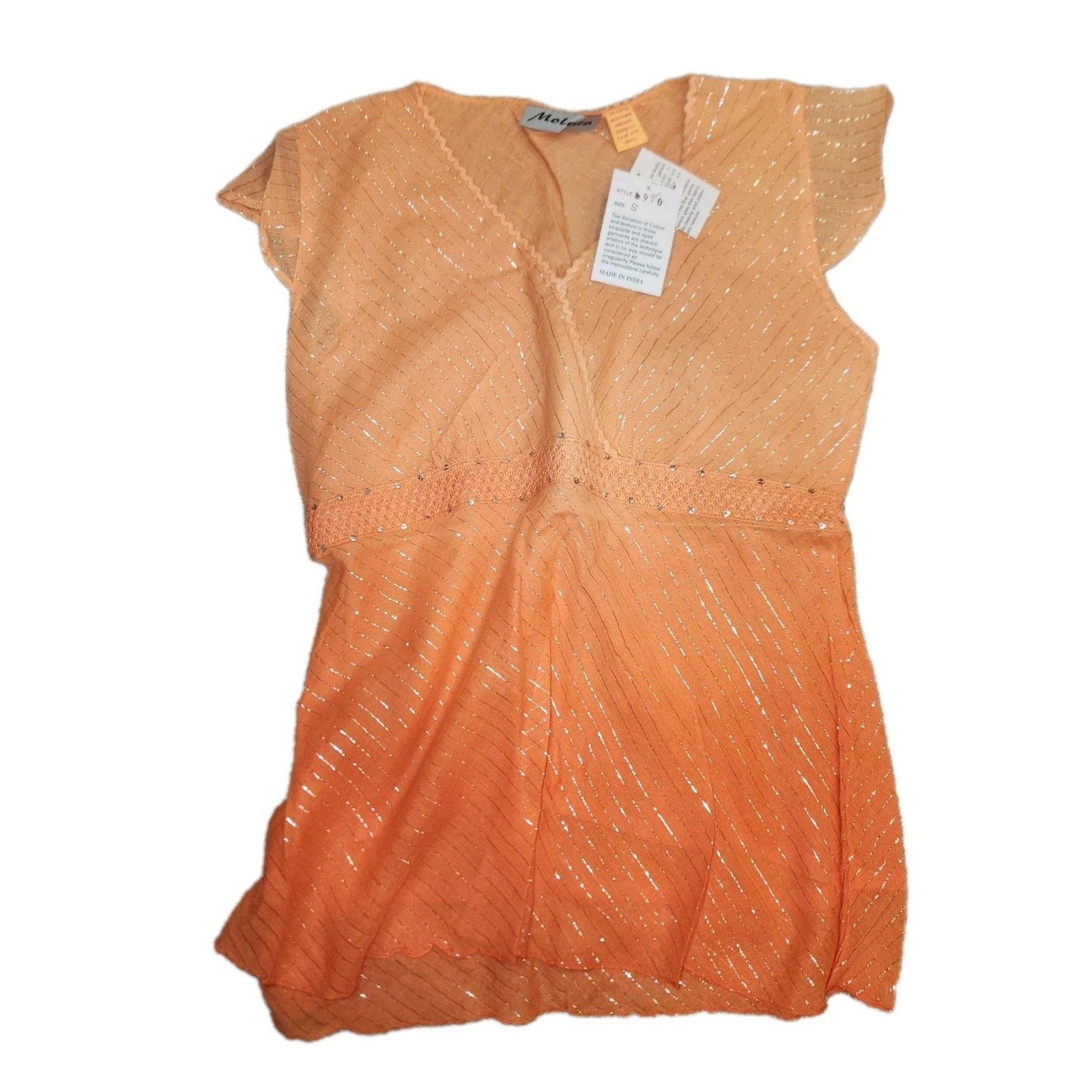 Other Nwt Molato Orange Ombre Summer Vneck Top Silver Stripes Sz S Size S / US 4 / IT 40 - 4 Thumbnail