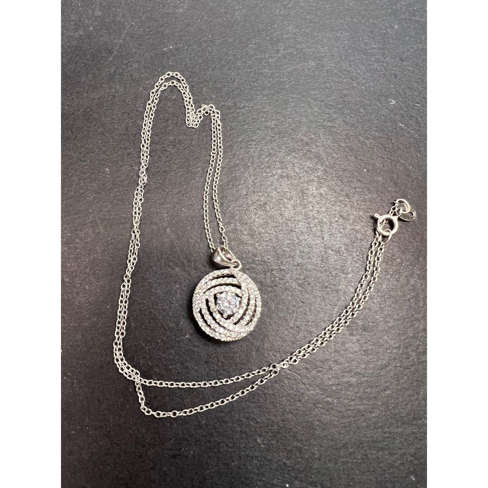 Other Cz swirl circle sterling silver pendant and chain Size ONE SIZE - 10 Thumbnail