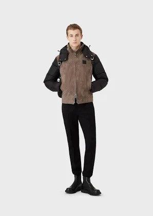 Emporio Armani Emporio Armani hooded Suede and down jacket Size US L / EU 52-54 / 3 - 2 Thumbnail