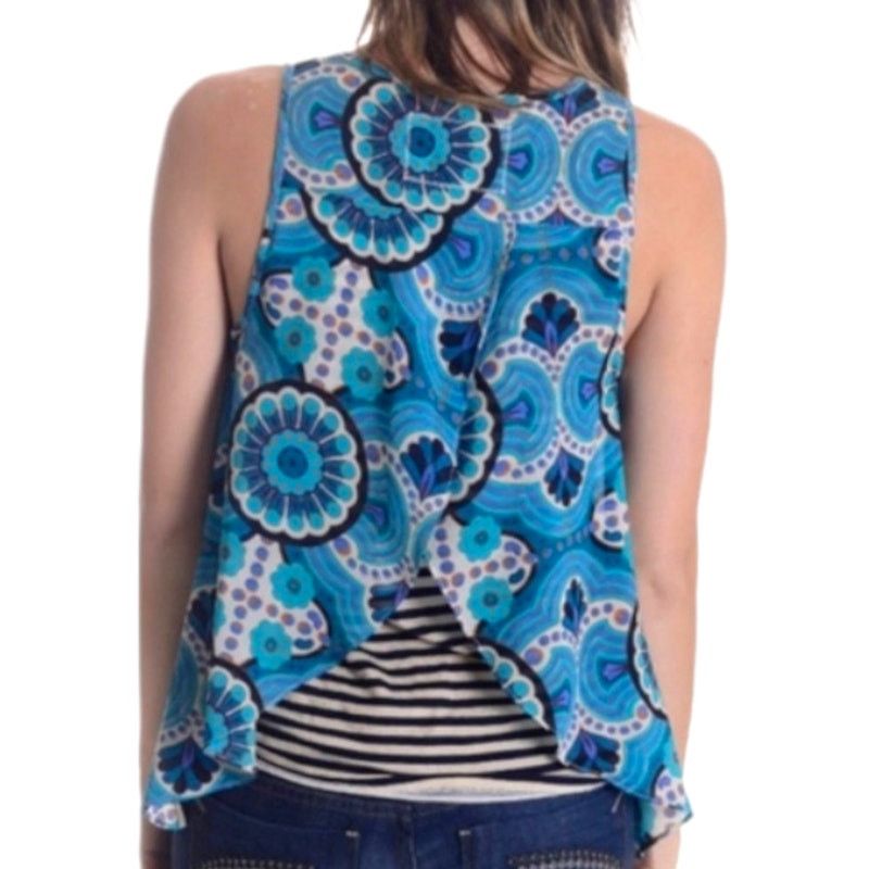 Anthropologie ANTHROPOLOGIE Blue Merlon Geometric Tank Meadow Rue Medium Size M / US 6-8 / IT 42-44 - 4 Thumbnail