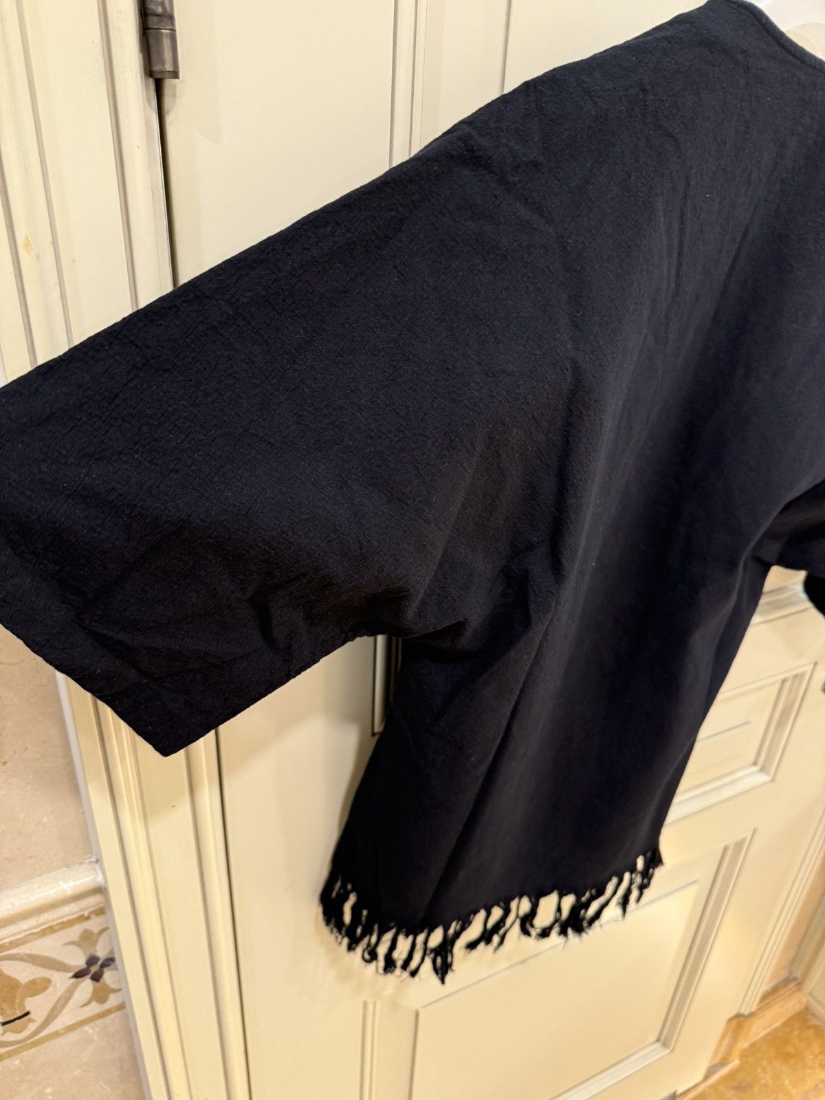 Saint Laurent Paris Fringe Hem Canvas Kimono Tunic In Black collar size 38 Size US S / EU 44-46 / 1 - 8 Thumbnail