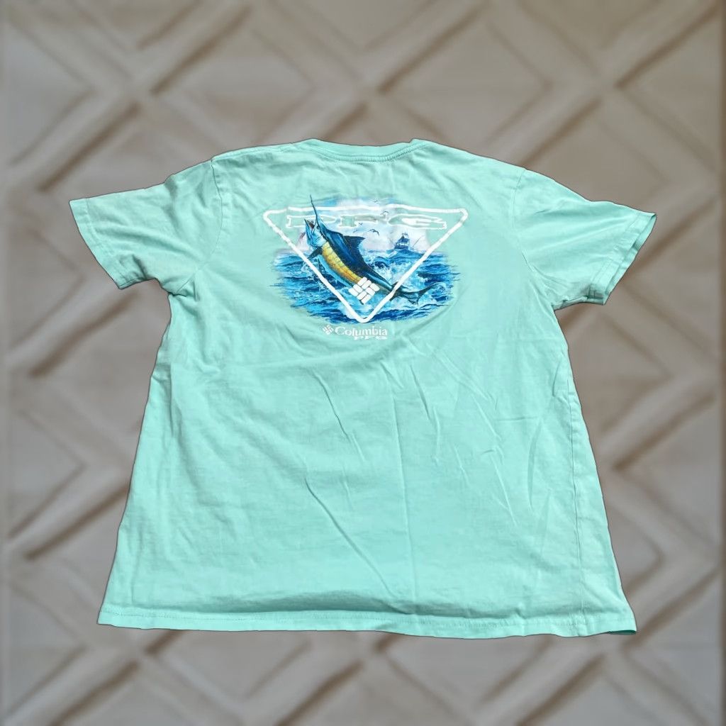Vintage Columbia PFG T-Shirt Mens Medium Green Crew Neck Short Sleeve Cotton Tee Shirt Size US M / EU 48-50 / 2 - 1 Thumbnail
