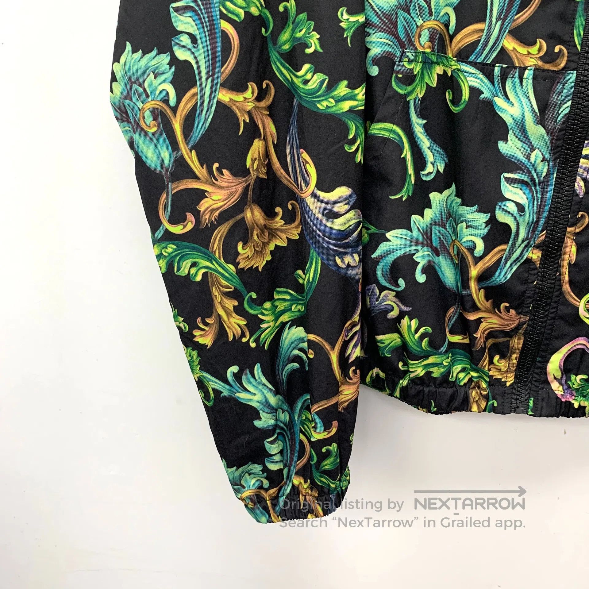 Versace Versace Black Floral Printed Hooded Zip Long-Sleeve Jacket Size US L / EU 52-54 / 3 - 4 Thumbnail