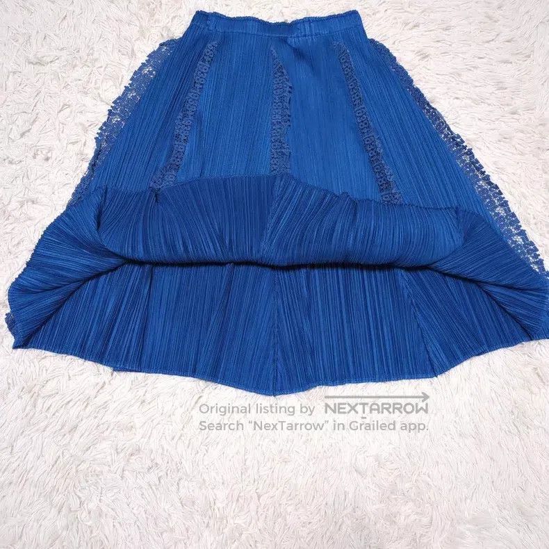 Issey Miyake Issey Miyake SIZE:1 Blue Ruched Midi Skirt Size 42" / US 20 - 4 Thumbnail